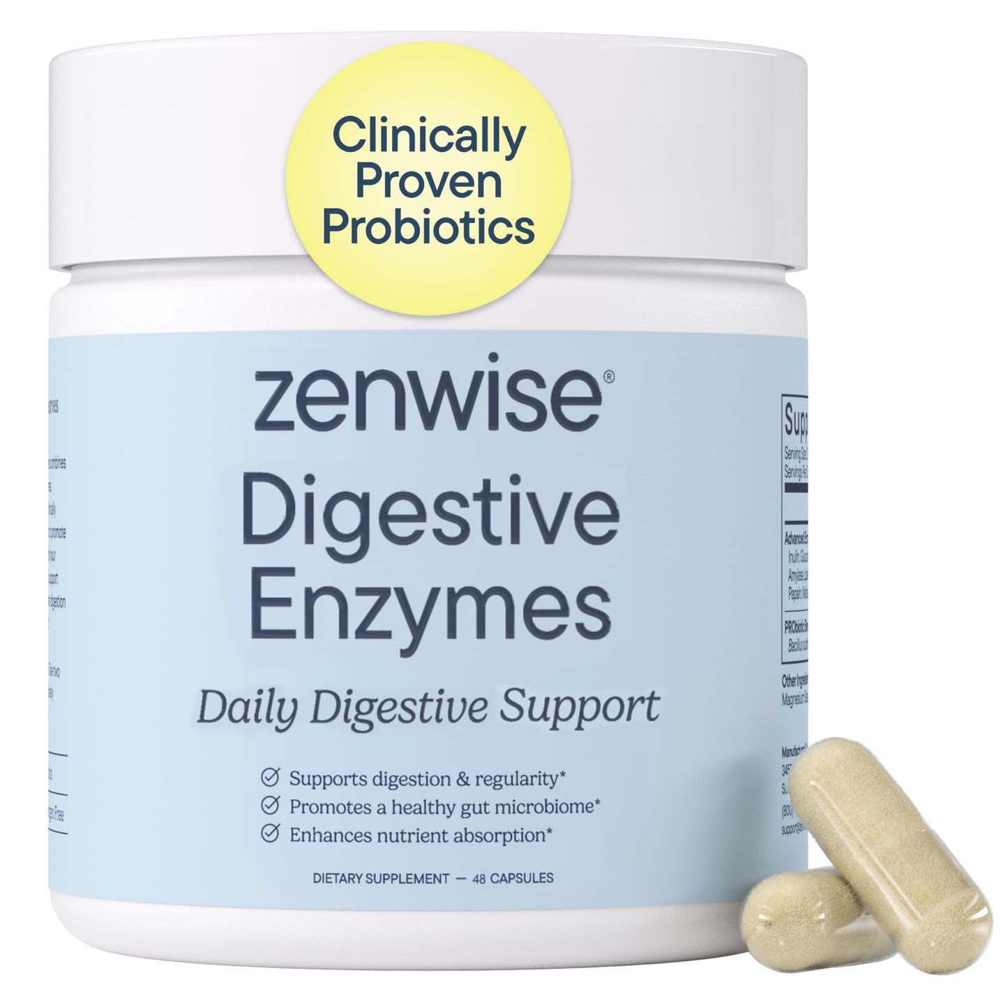 Zenwise Health Digestive Enzymes with Bromelain & Papaya - Multi Enzymes Digestion Supplement with Probiotics & Prebiotics for Gut Health, Gas & Bloating Relief - Men & Women - 45 Capsules