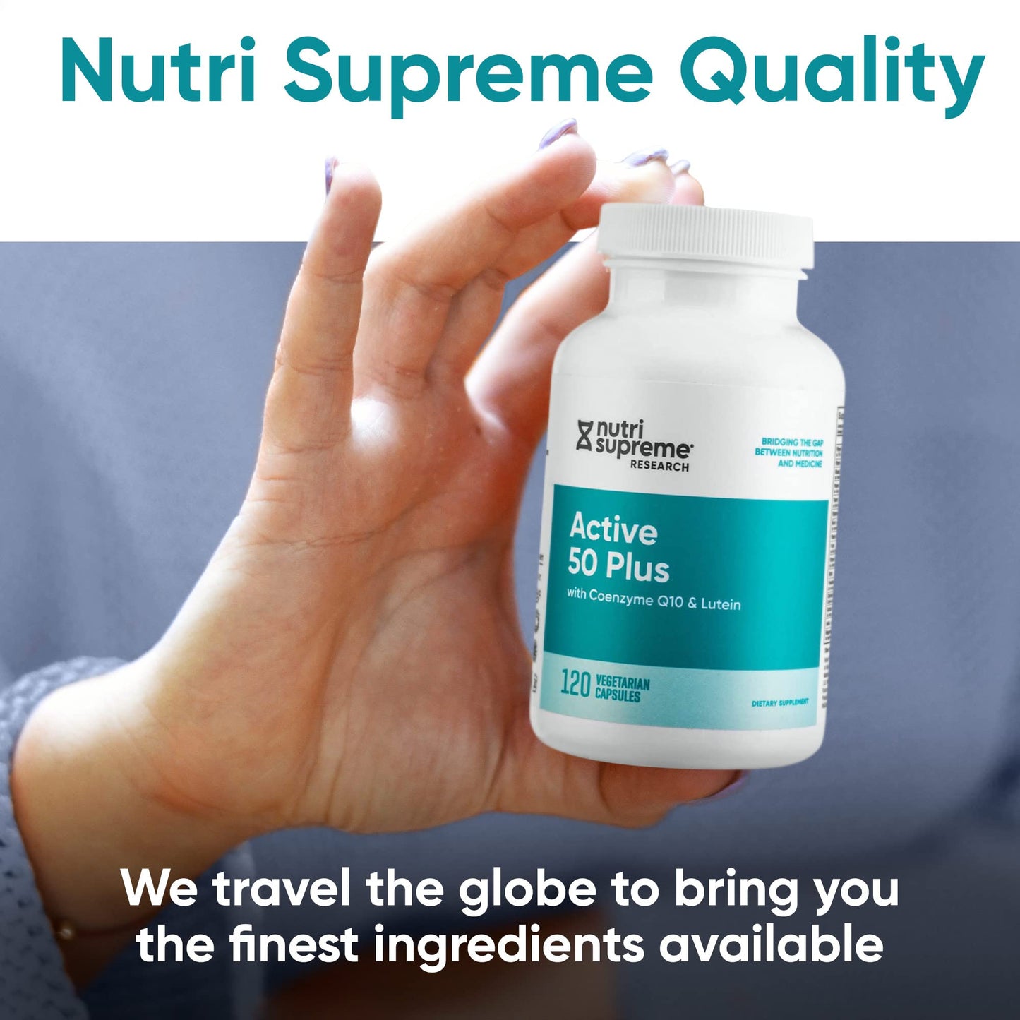 Nutri-Supreme Research Active 50 Plus CoQ10 Lutein ALA Turmeric Capsules, 120 Count