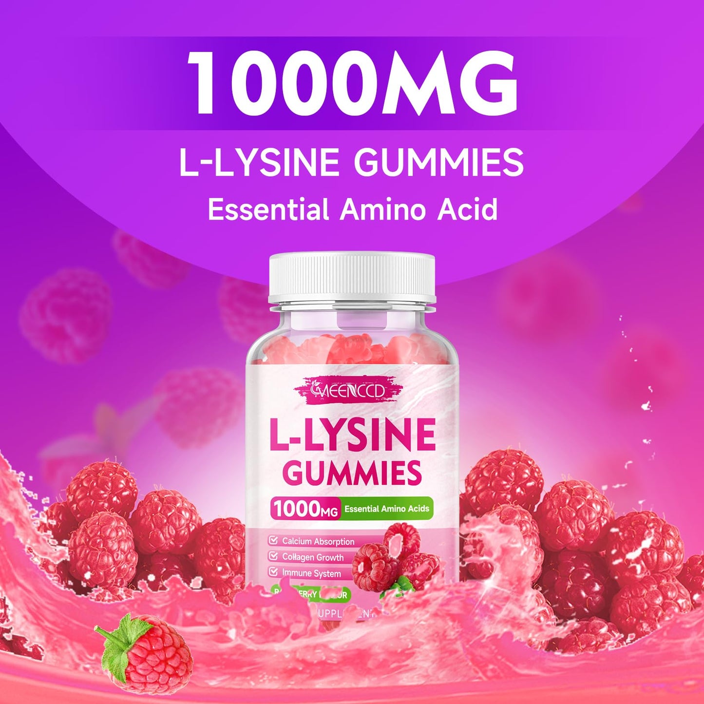 MEENCCD L-Lysine 1000mg Gummies 120 Count