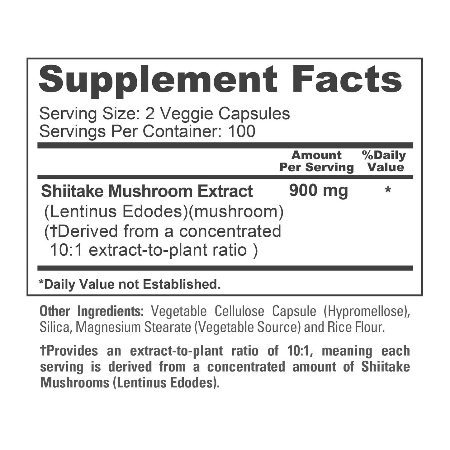 NusaPure Shiitake Mushroom Capsules 200 Veg Capsules