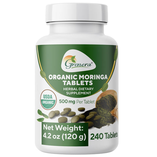 Grenera Organic Moringa Tablets, 500mg per Tablet, 240 Tablets