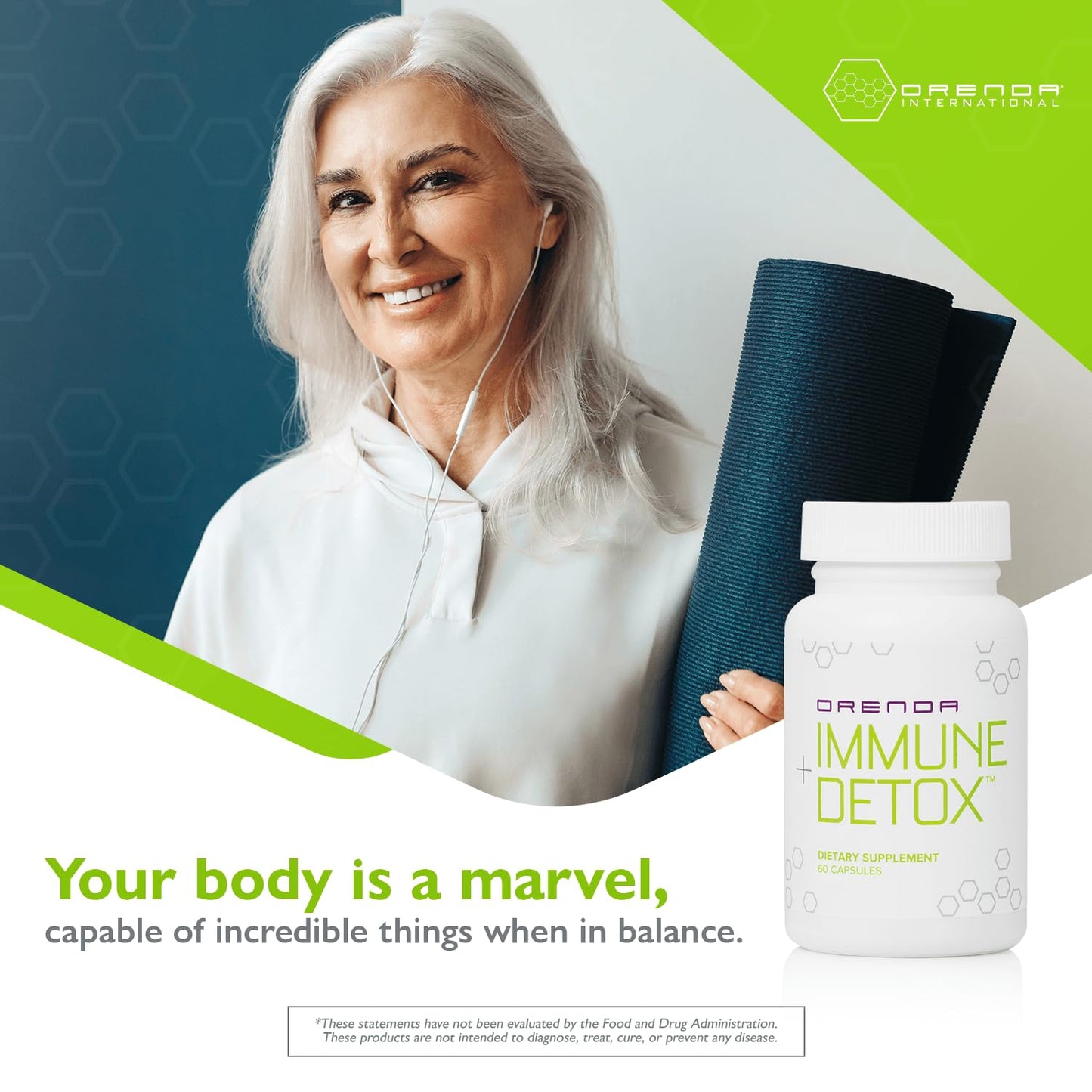 Orenda International Immune + Detox - Specialized Formula with Calcium d-Glucarate, Beta 1,3 Glucans & IMMUSE® Capsules, 60 Capsules