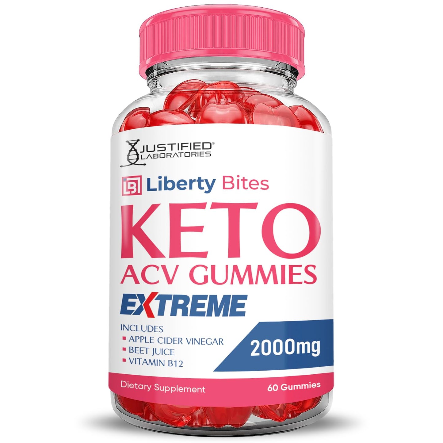 Justified Laboratories Liberty Bites Keto ACV Gummies Extreme 2000MG Gummy 120 Count