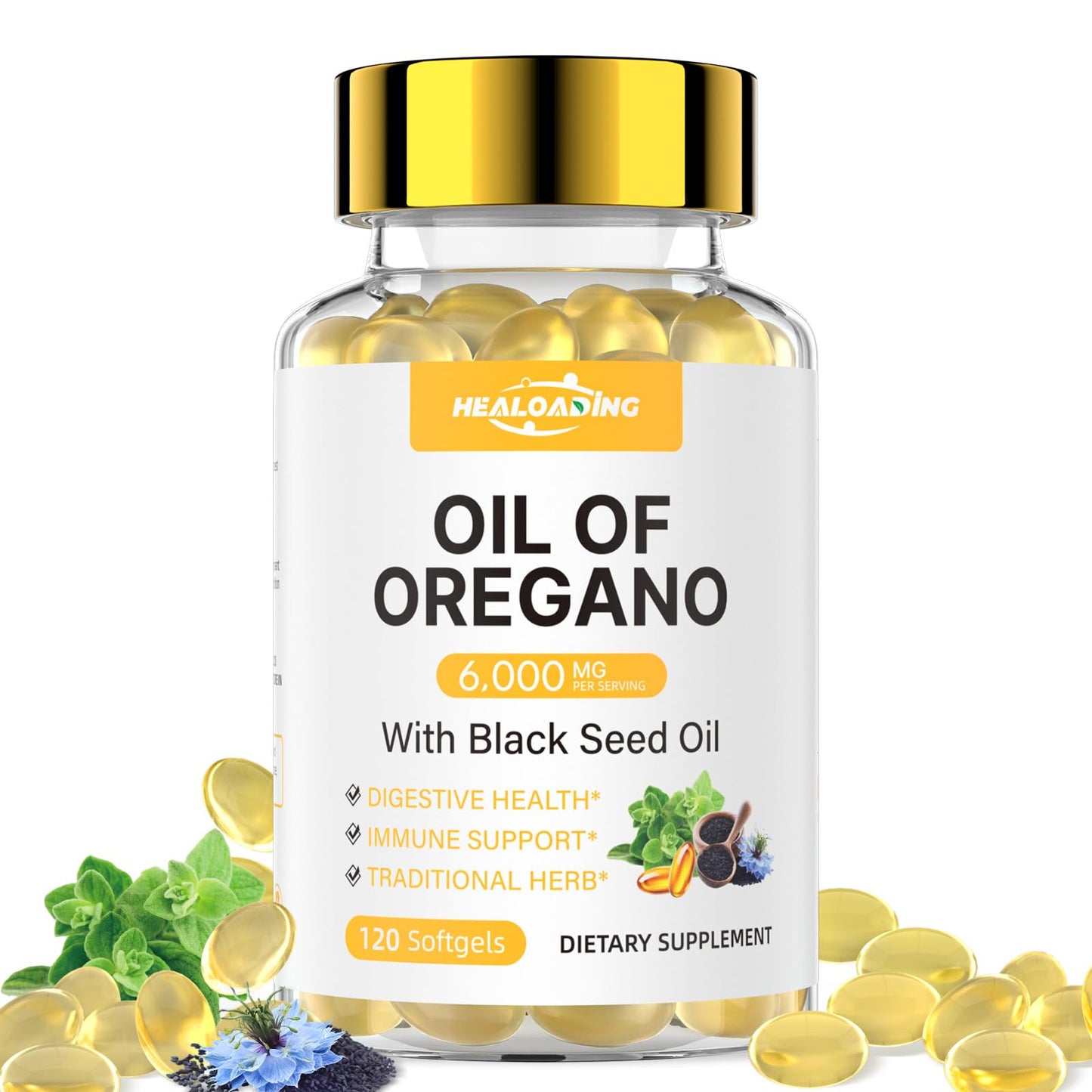 HEALOADING Organic Oregano Oil Softgels 120 Count