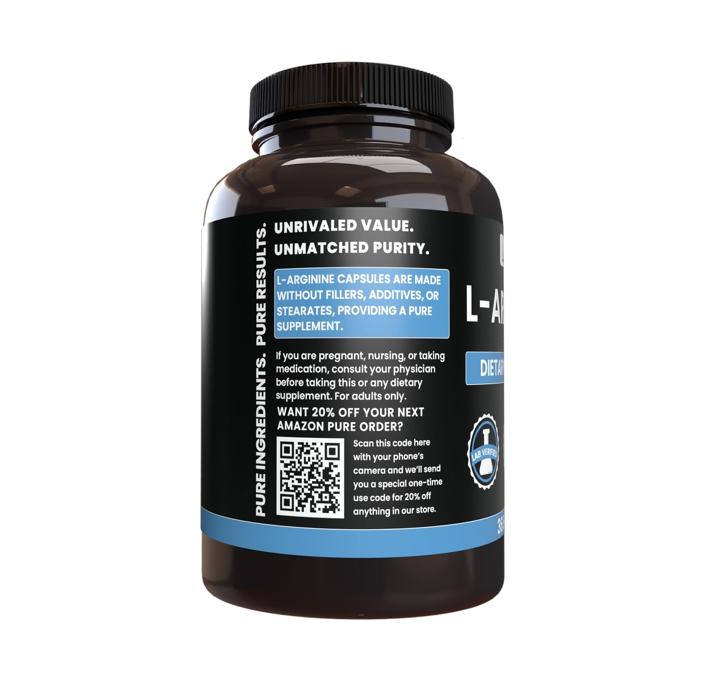 PURE ORIGINAL INGREDIENTS L-Arginine 365 Capsules