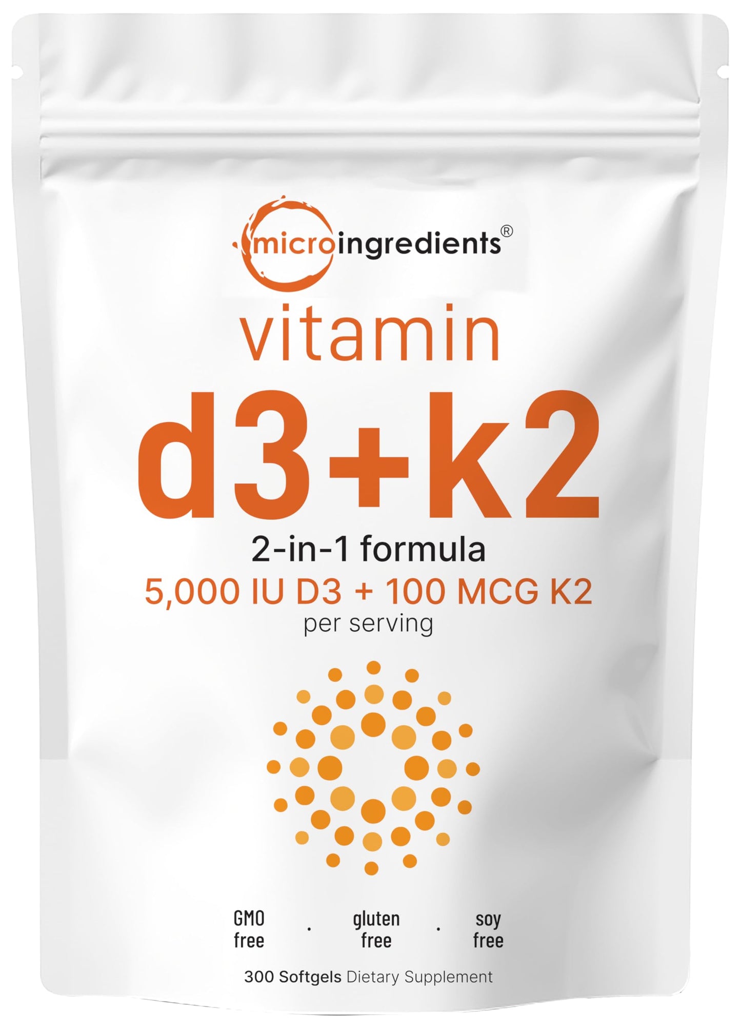 Micro Ingredients Vitamin D3 5000iu + K2 100mcg Softgels & Organic Collagen Peptides Powder Bundle 2 Pack