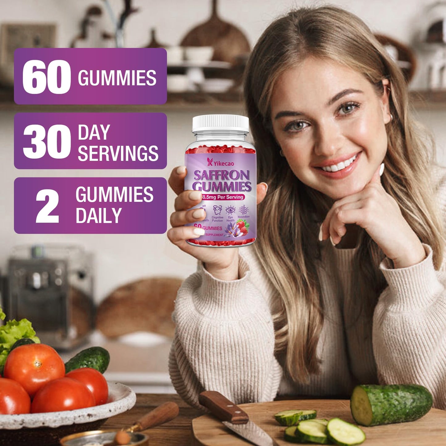 Yikecao Saffron Gummies 60-count