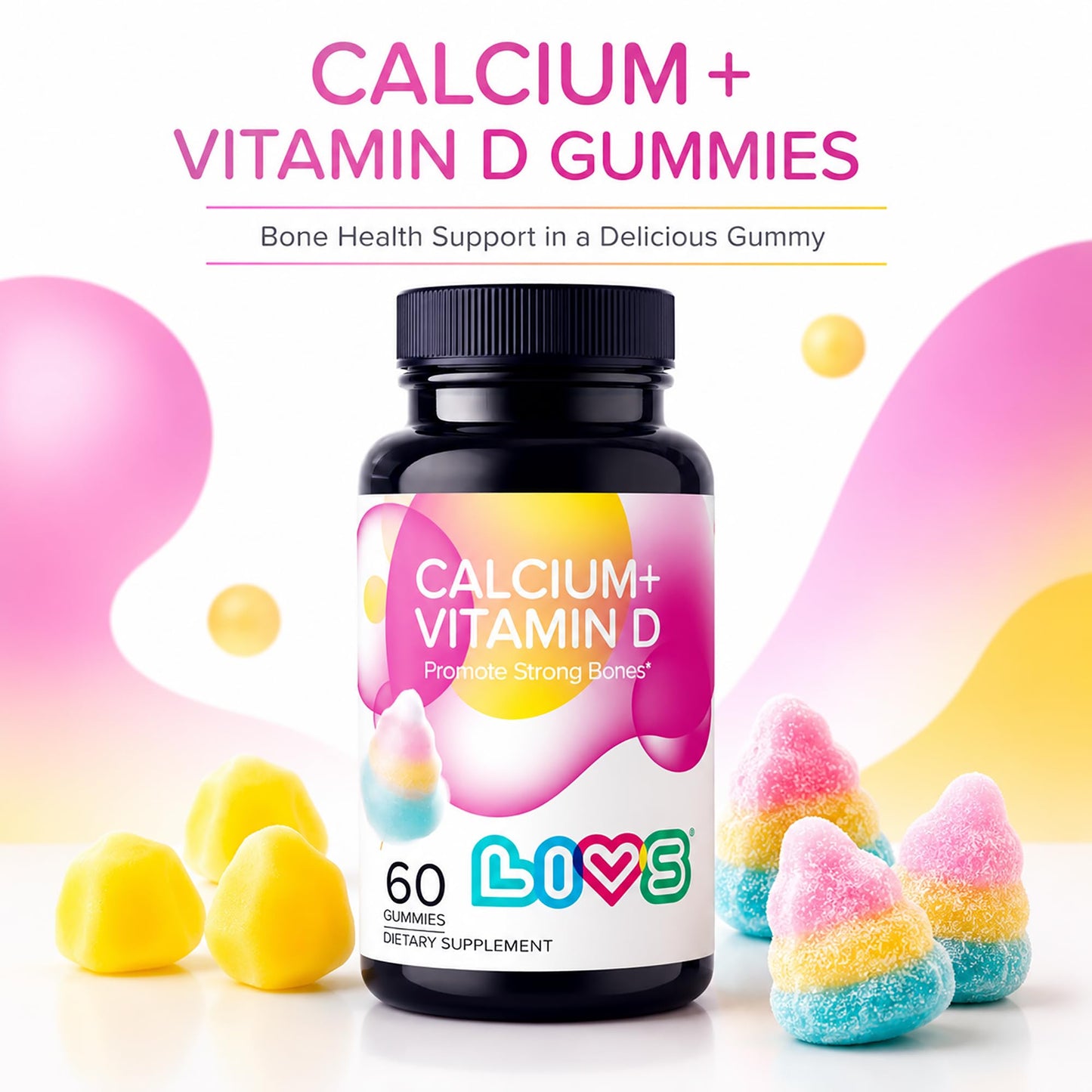 LIVS Calcium & Vitamin D3 Gummies 120 Count