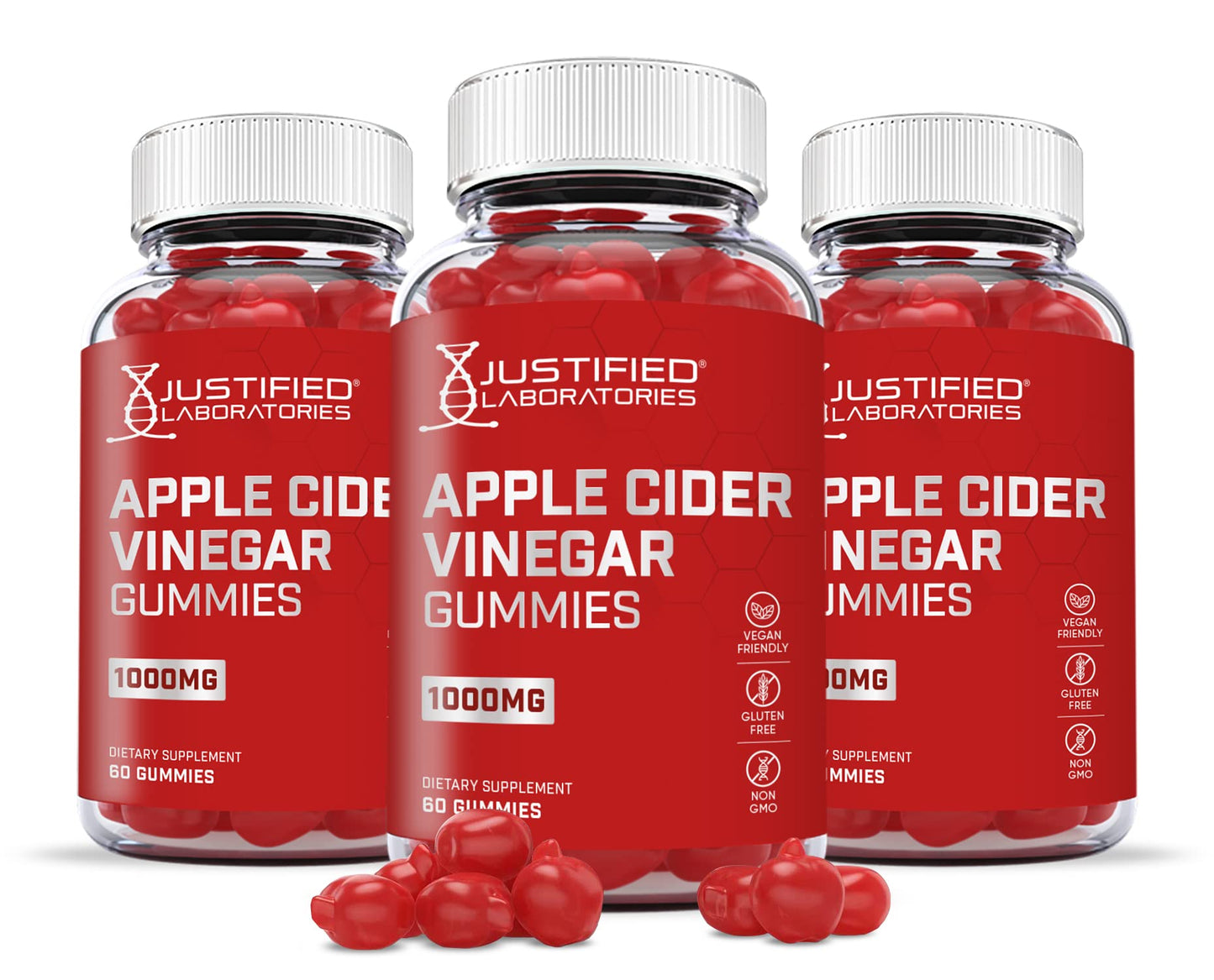 Justified Laboratories Apple Cider Vinegar Gummies 1000MG ACV with Pomegranate Juice Beet Root B12, 540 Gummies