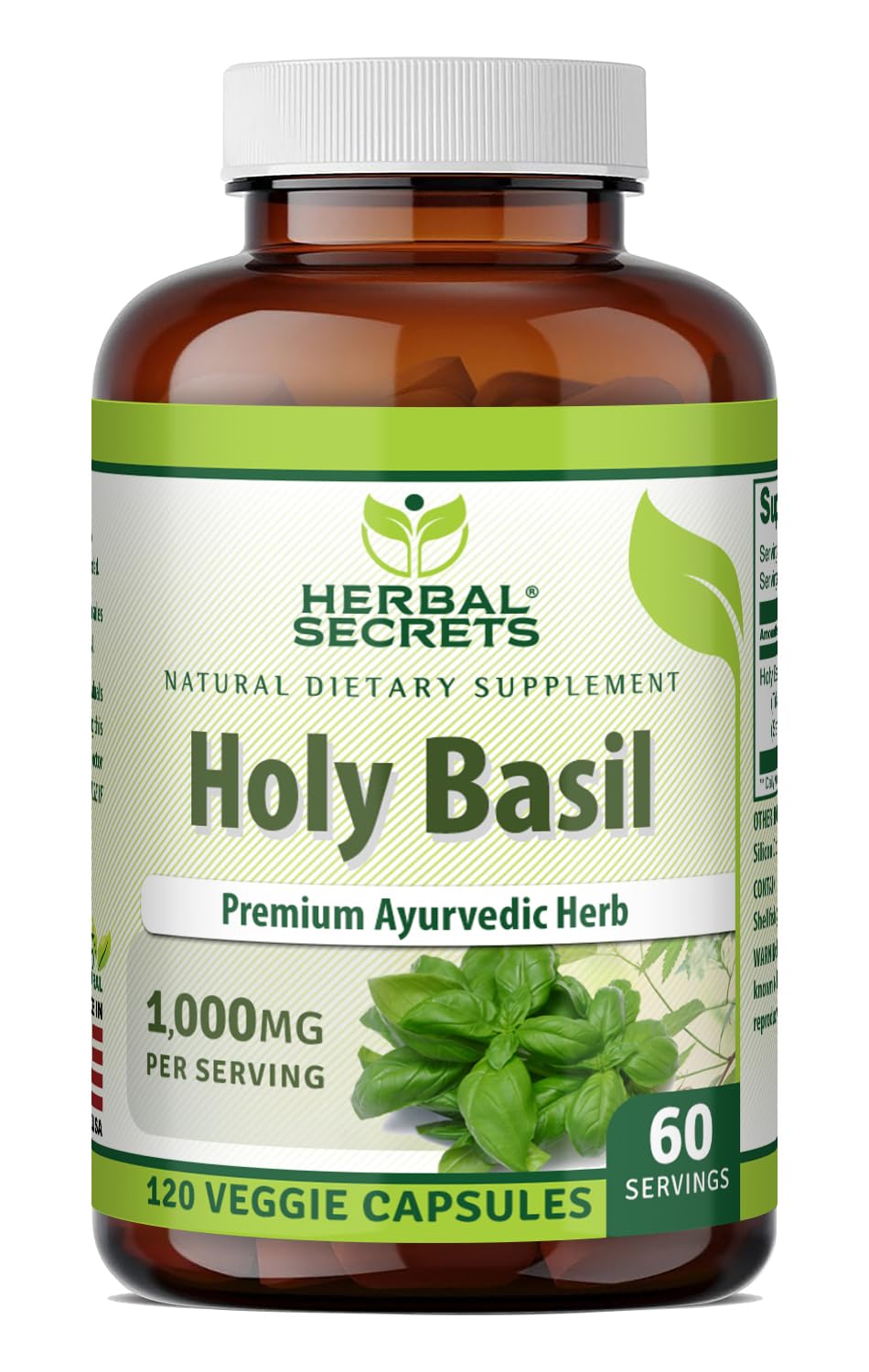 Herbal Secrets Holy Basil 1000 Mg Supplement Capsules, 120 Count
