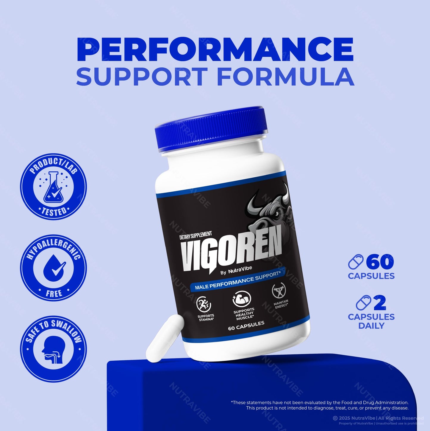 NutraVibe Vigoren Premium Energy & Power Support Supplement Capsule, 120 Capsules