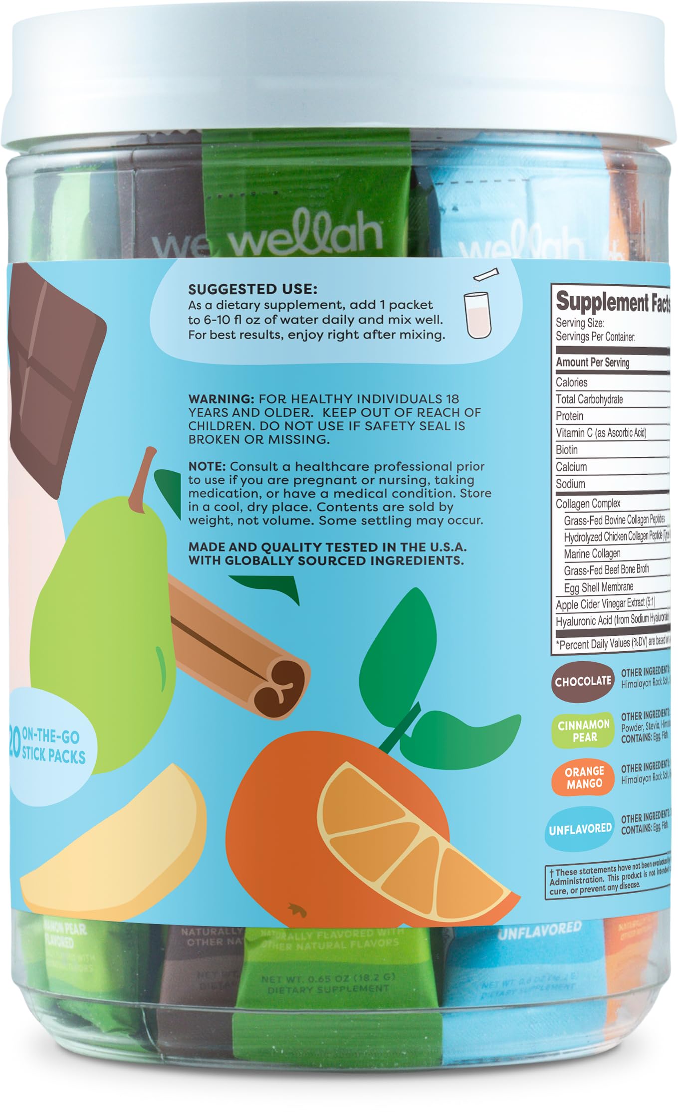 Wellah The Afterglow Multi Collagen Protein + Beauty (Variety Pack) Powder 12.8 Ounce