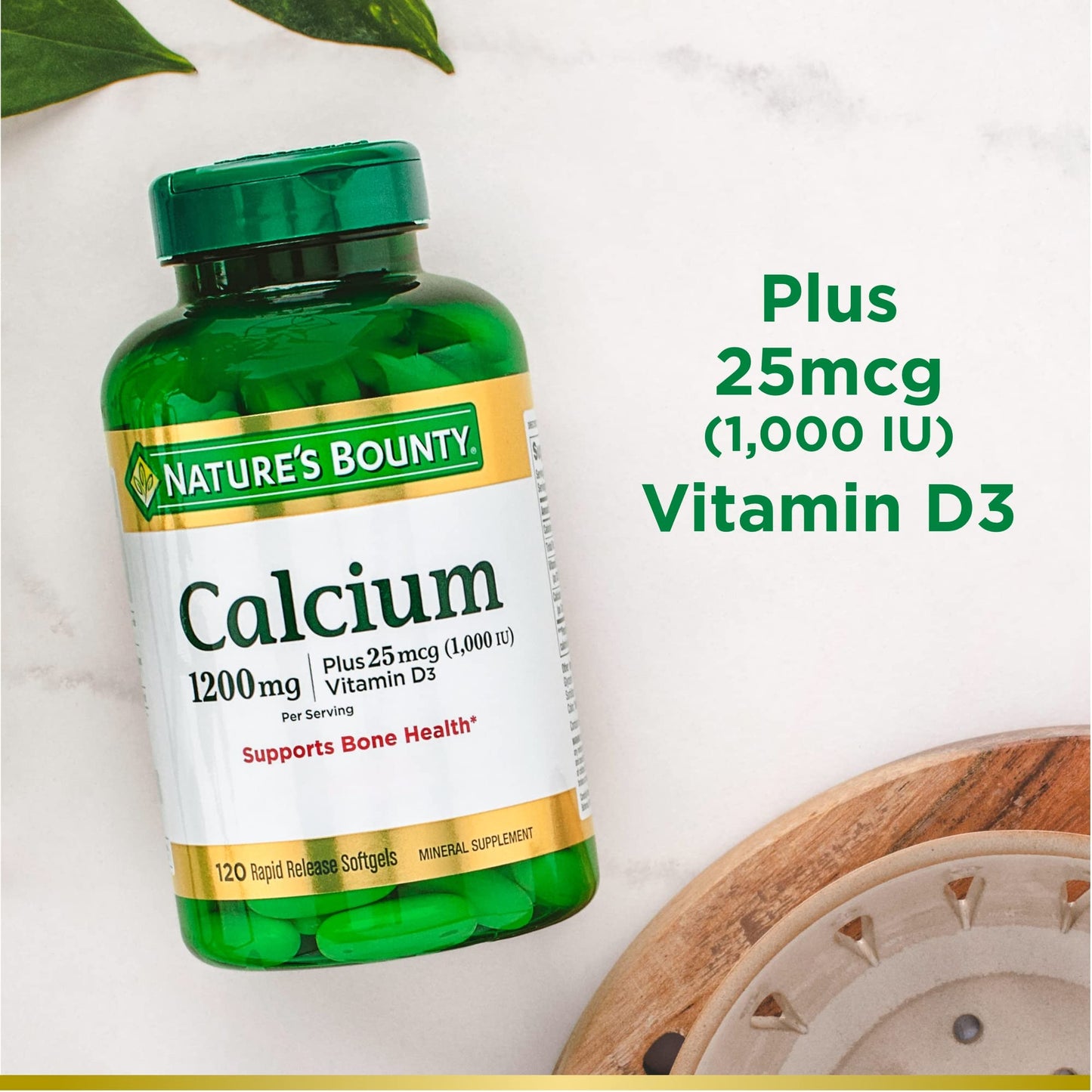 Nature's Bounty Calcium 1200 mg with Vitamin D3 Softgels, Calcium and Vitamin D Supplement, 240 Count