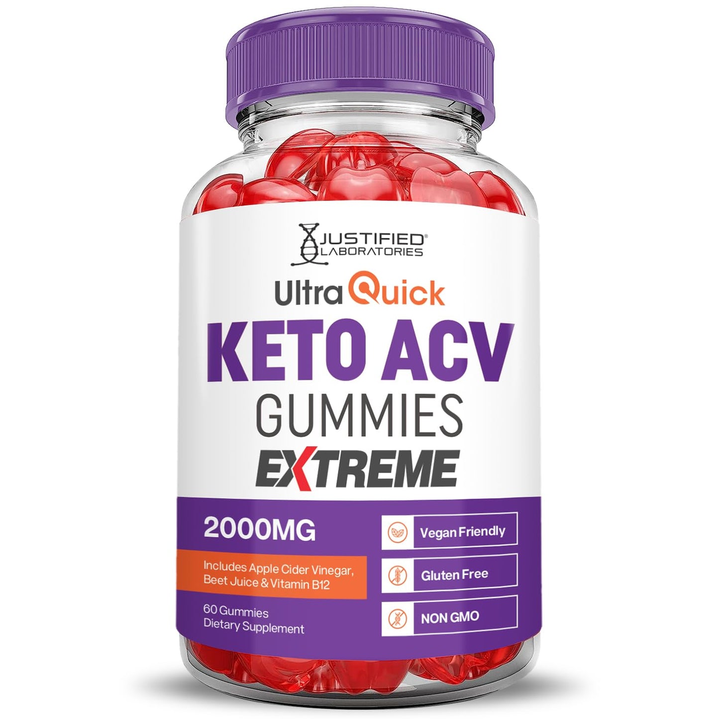 Justified Laboratories Ultra Quick Keto ACV Gummies Extreme Gummy 120 Gummies