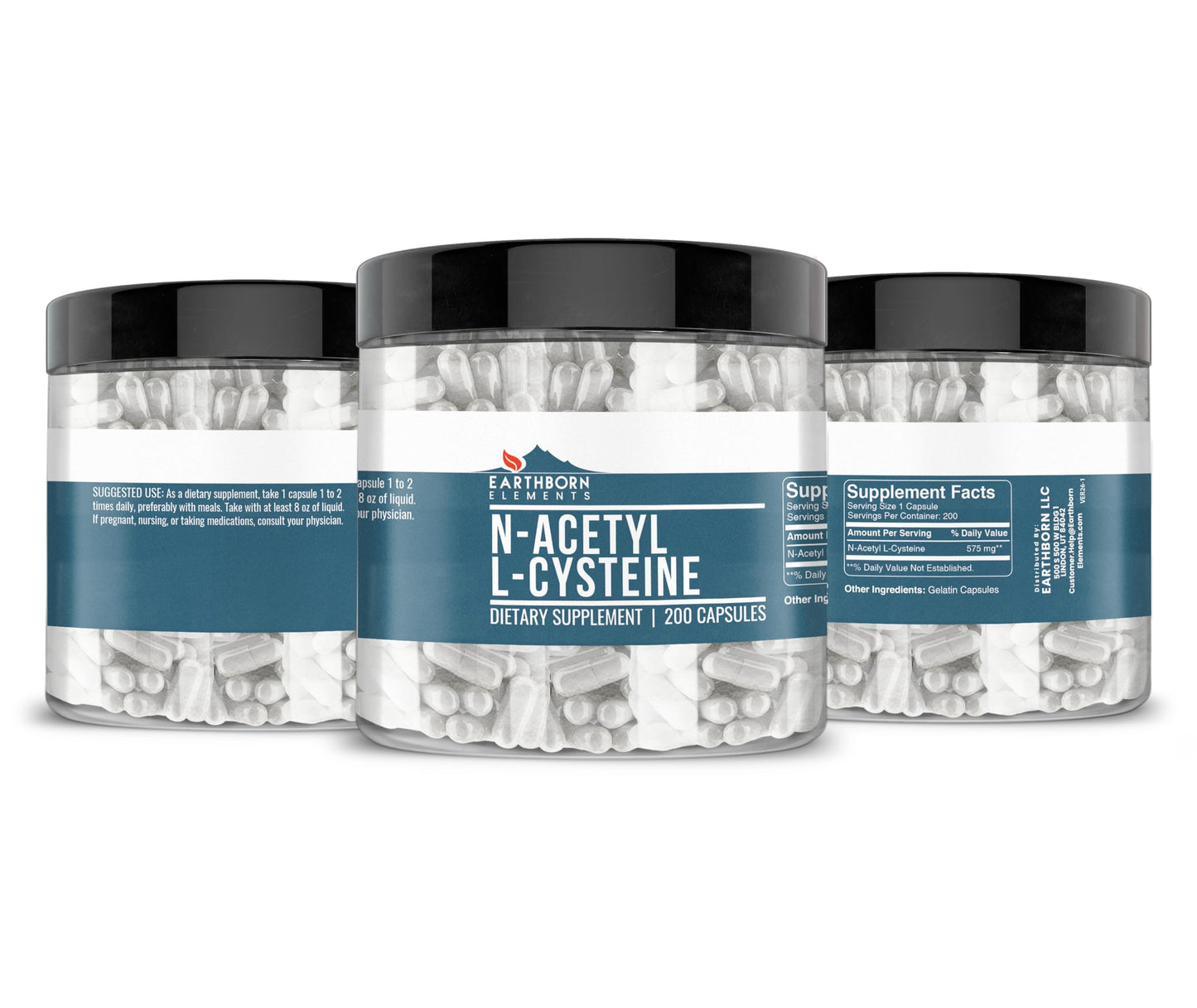 Earthborn Elements NAC N-Acetyl L-Cysteine Capsules 200 Count