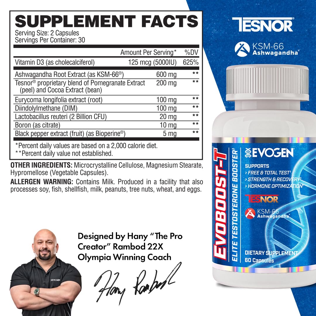 Evogen Evoboost-T Elite Testosterone Booster for Men, 60 Capsules