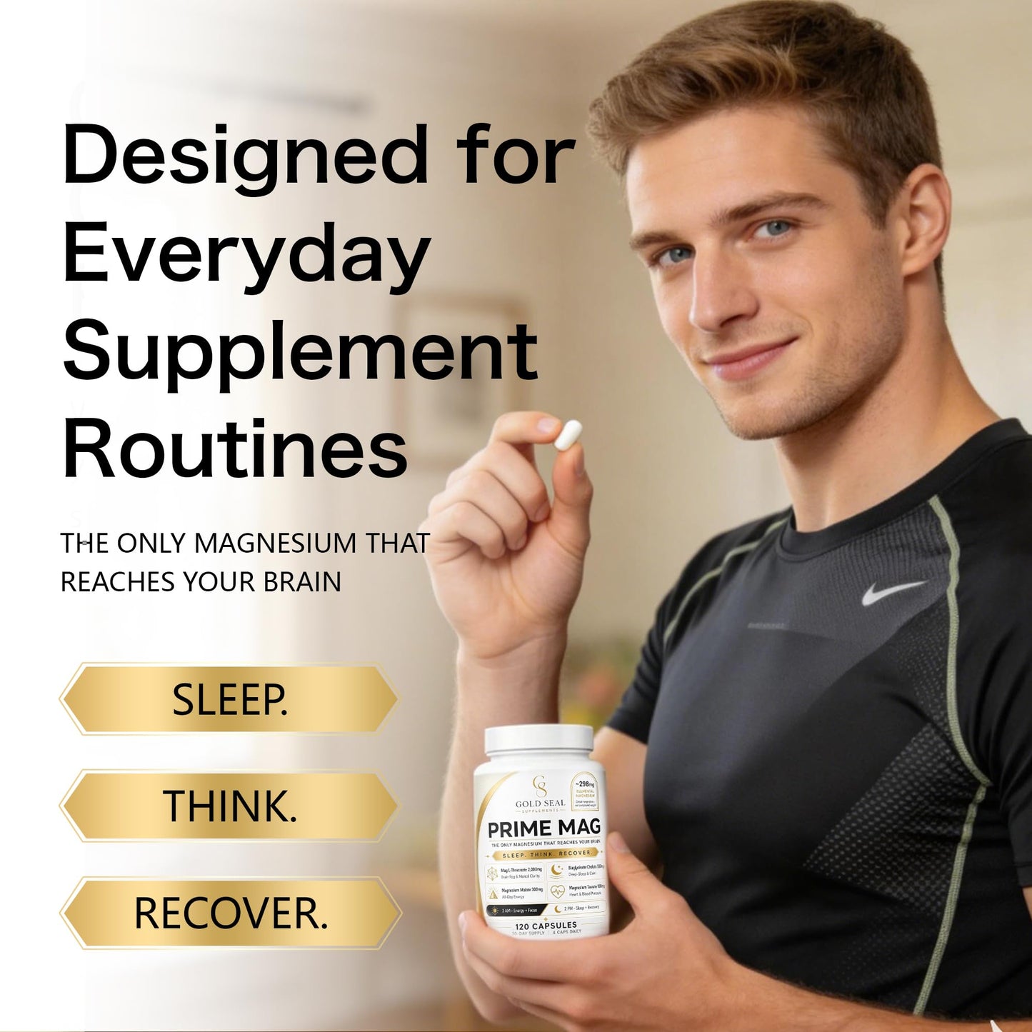 Vitadrive Natural Gold Seal Prime Magnesium Complex - Energy & Recovery - Vegan, 120 Capsules