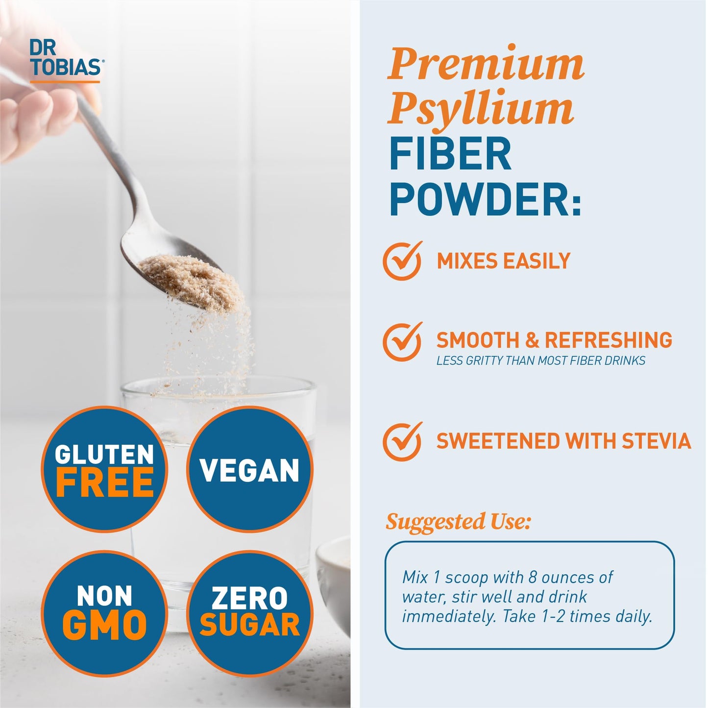 Dr. Tobias Colon Everyday Health Psyllium Fiber Supplement for Gut Health Powder 10.2 Ounce