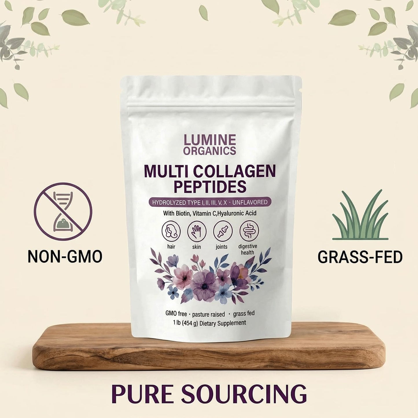 Lumine Organic Collagen Peptides Powder, 1 oz
