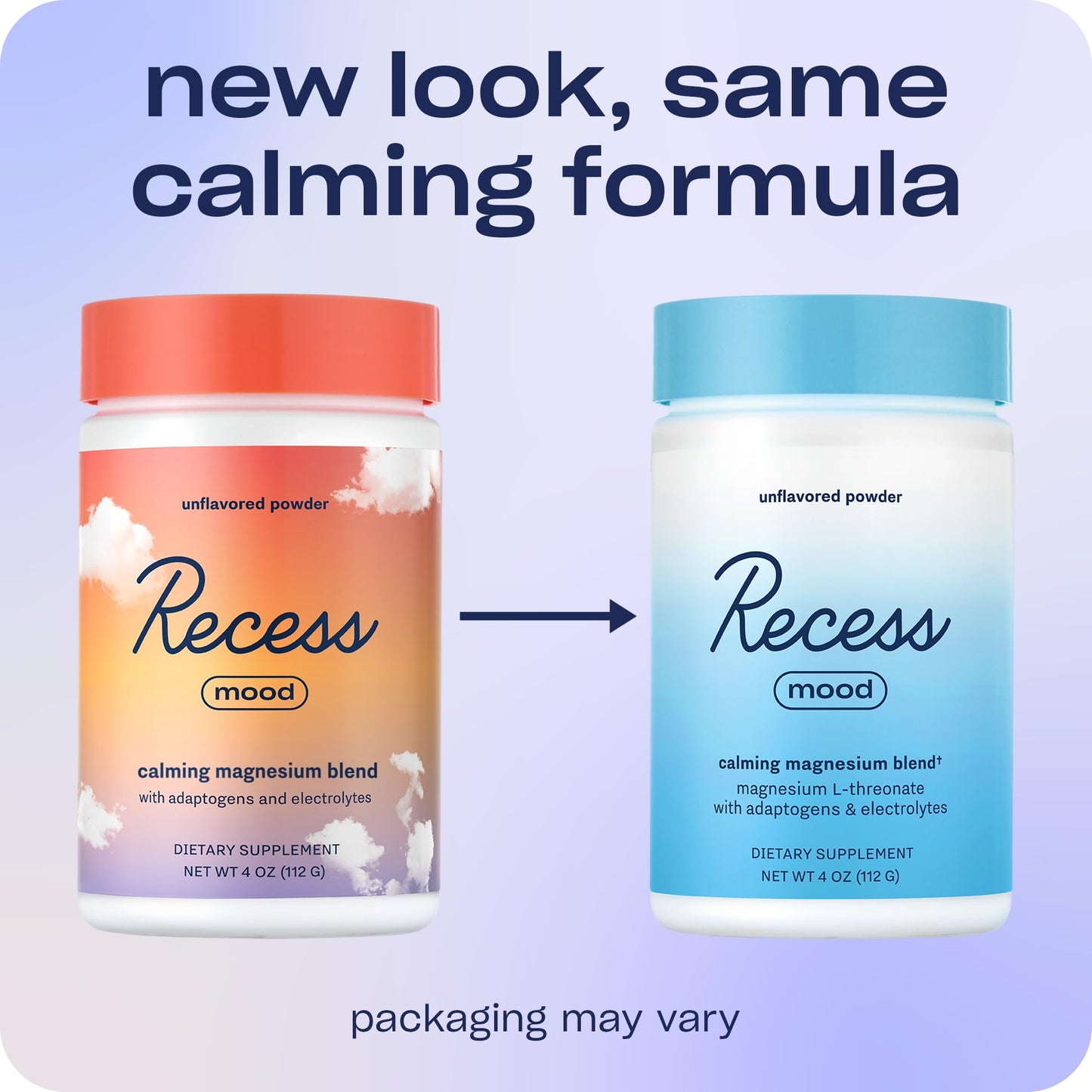 Recess Mood Powder Calming Magnesium L-Threonate Blend with Passion Flower, L-Theanine, Electrolytes, Magnesium Calm Support Powder - Unflavored, 4 oz