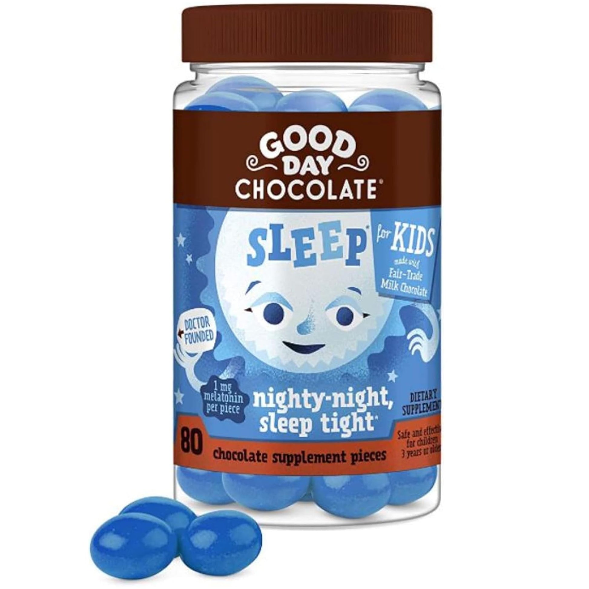 Good Day Chocolate Melatonin for Kids Chewable 80 Count