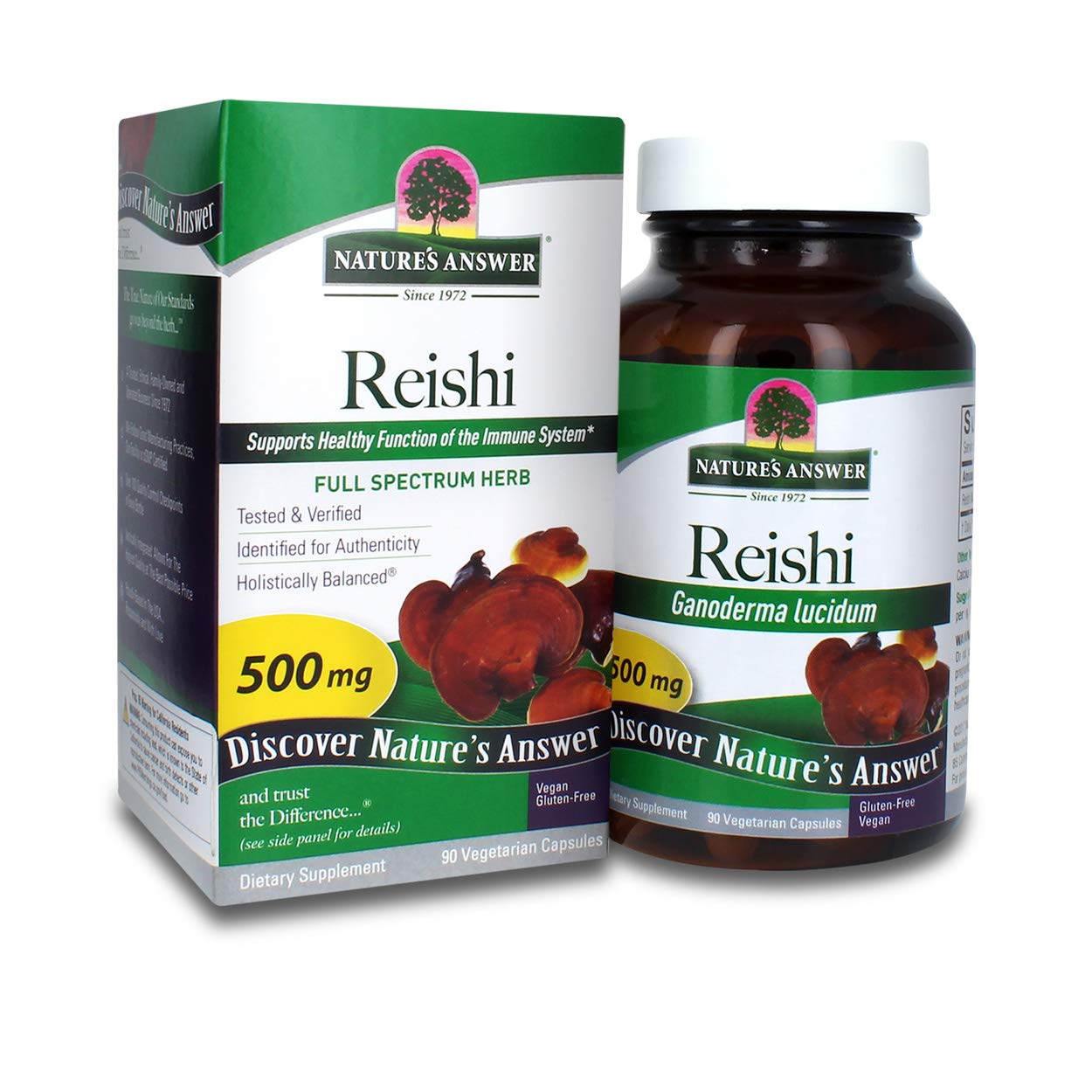 Nature's Answer Reishi Mushroom Mycelia Vegetarian Capsules, 90 Count