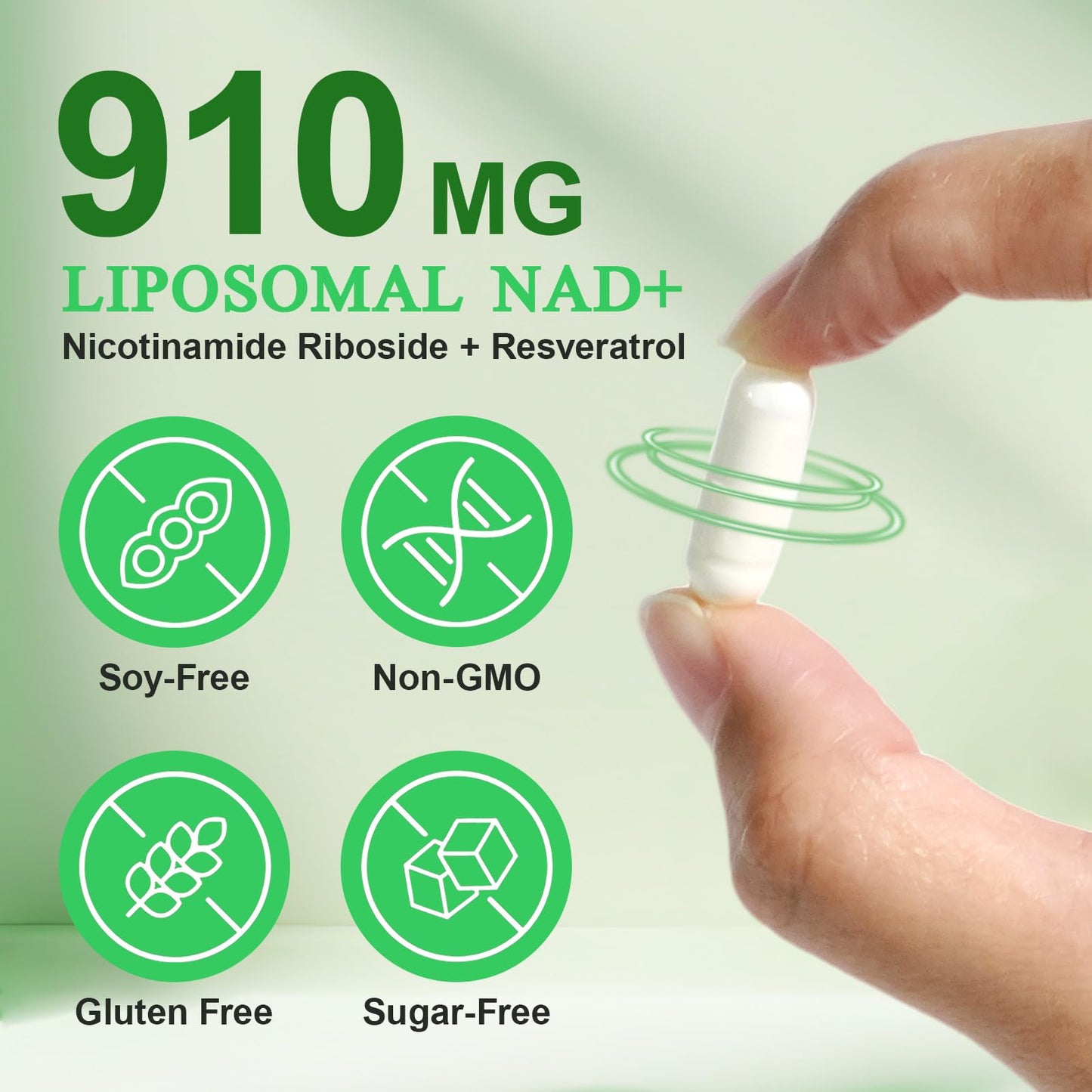 NIFEISHI NAD+ Supplement Nicotinamide Riboside Liposomal, 910 mg, 120 Capsules