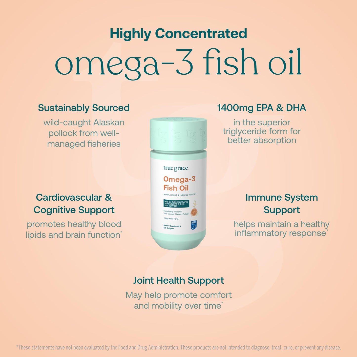 True Grace Omega-3 Fish Oil Softgels 120