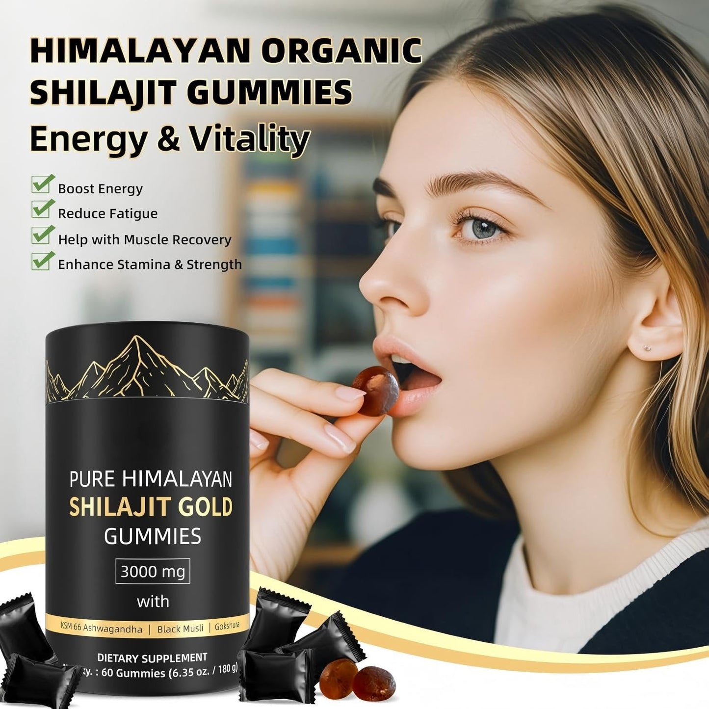 HWAXIGO 3000mg Himalayan Shilajit Gummies 60 Count