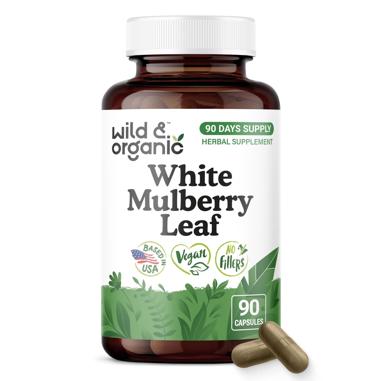Wild & Organic White Mulberry Leaf Extract Capsules, 90 Count