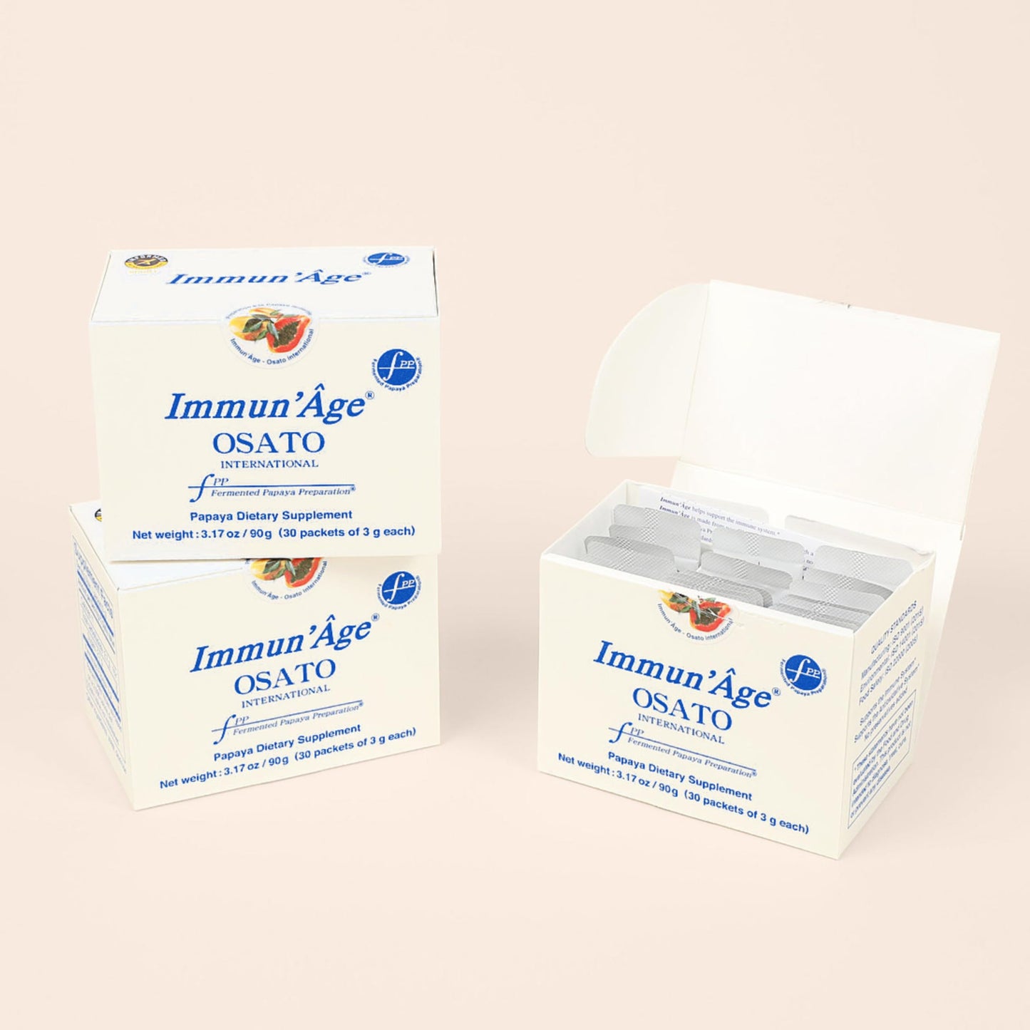 Immun age 3-Month Supply NRF2 Activator & Immune Support, Antioxidant, Cellular Energy Production Supplement - 100% Japanese Fermented Papaya Powder Packets, 90 Packets