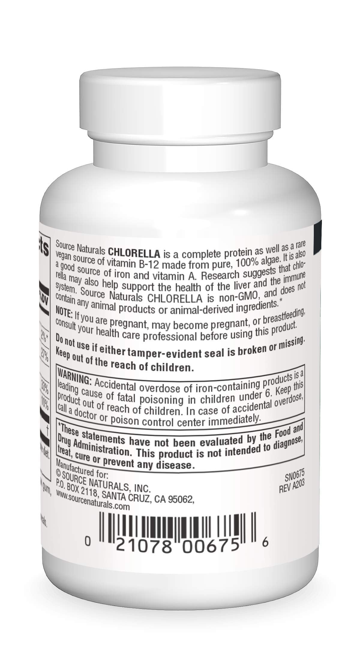 Source Naturals Chlorella 500 mg Tablets, 100 Vegan Tablets