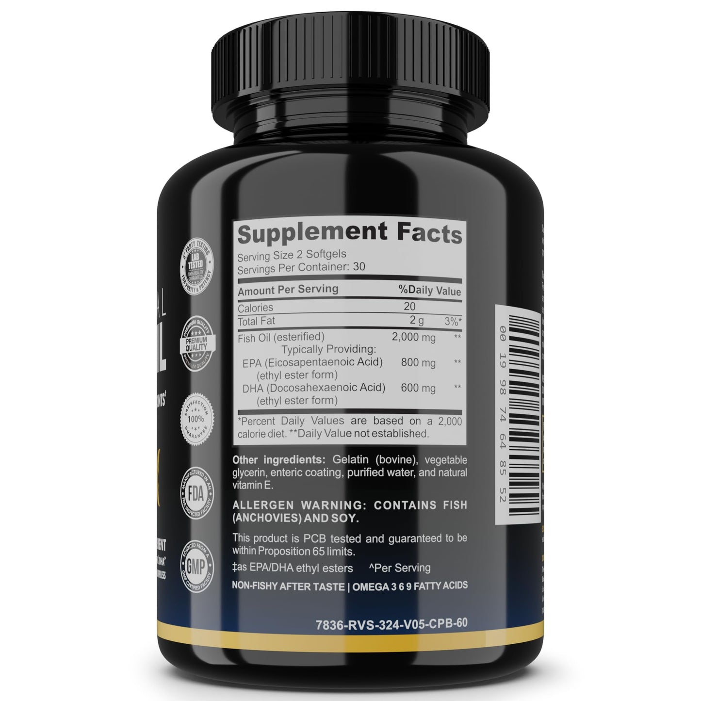 THE ENCLARE NUTRITION Fish Oil Supplement Triple Strength 1,400mg Omega-3 EPA/DHA Softgel, 60 Softgels