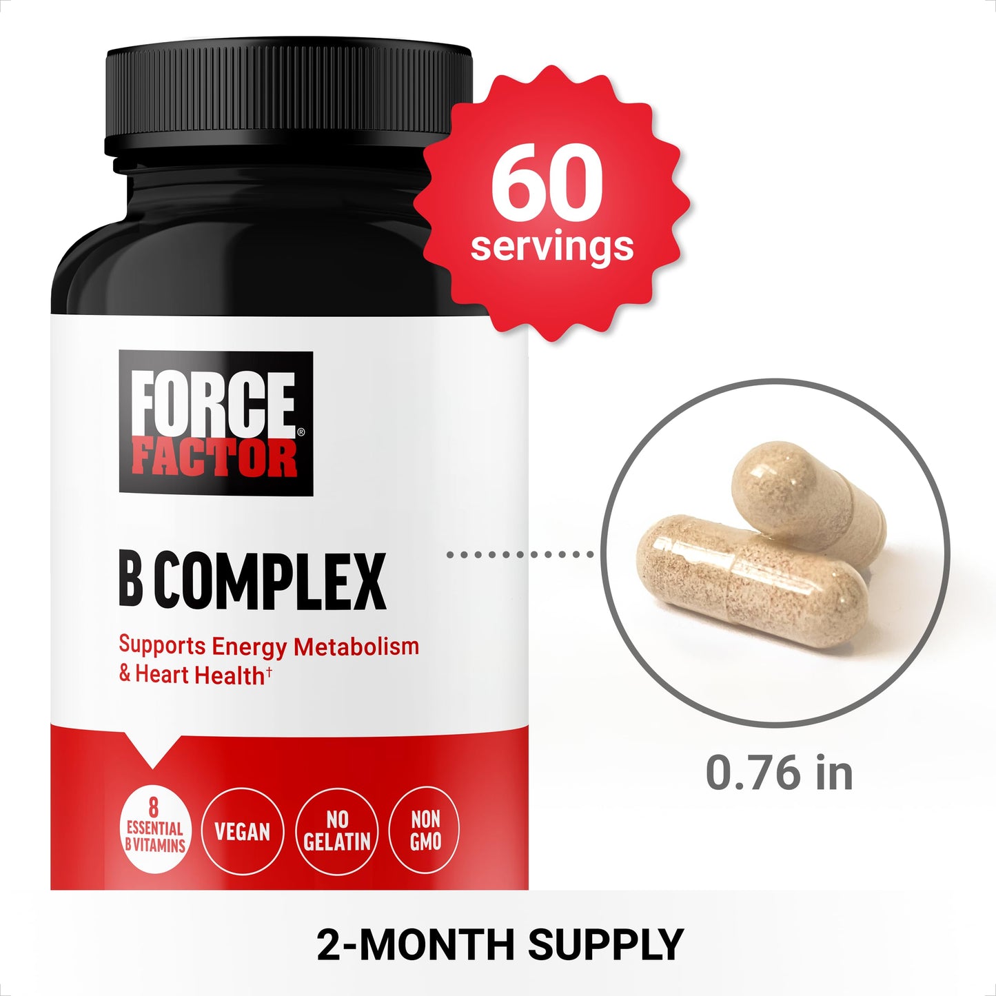 Force Factor Vitamin B Complex, 60 Capsules