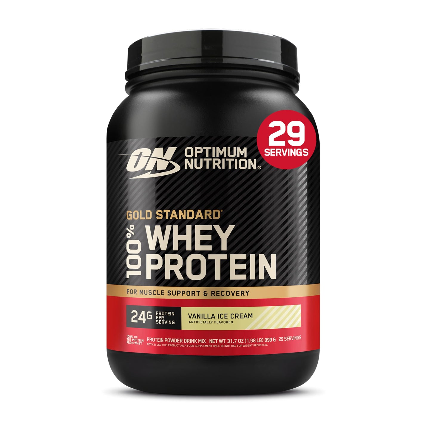 Optimum Nutrition Gold Standard 100% Whey Protein Powder Vanilla Ice Cream 32 Servings