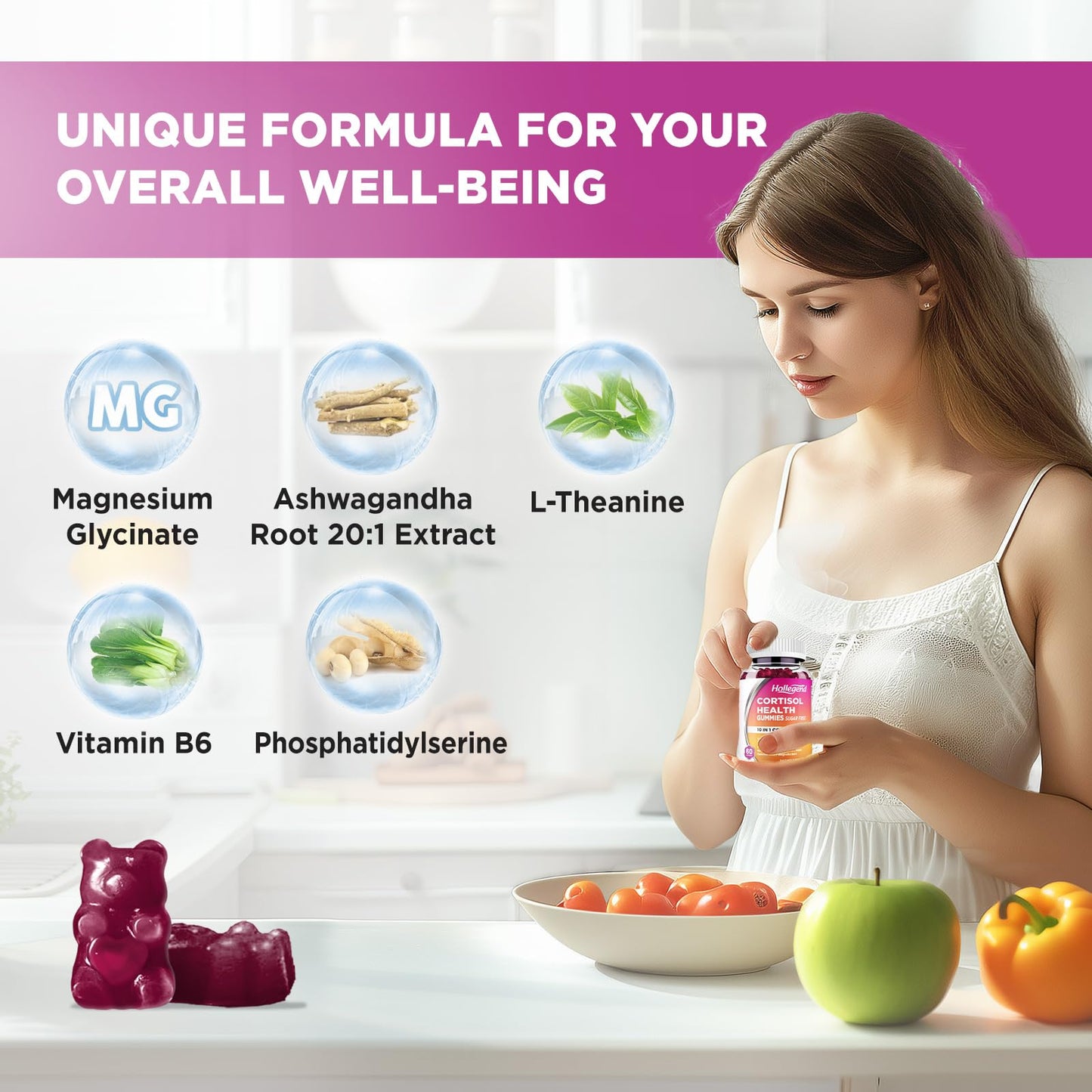HOLLEGEND Cortisol Gummies 60 Count