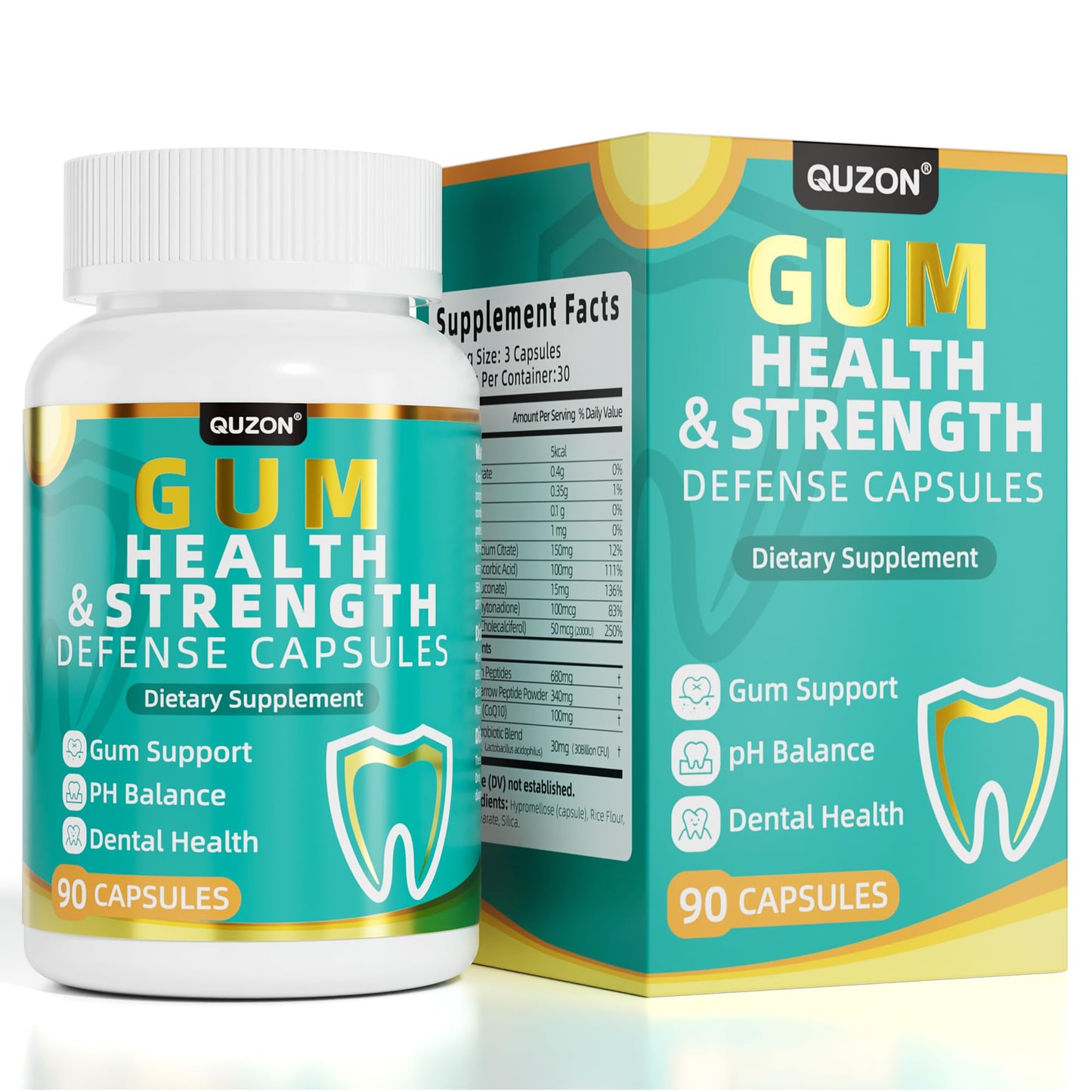 QUZON Gum Restore Oral Support Supplement 90 Capsules