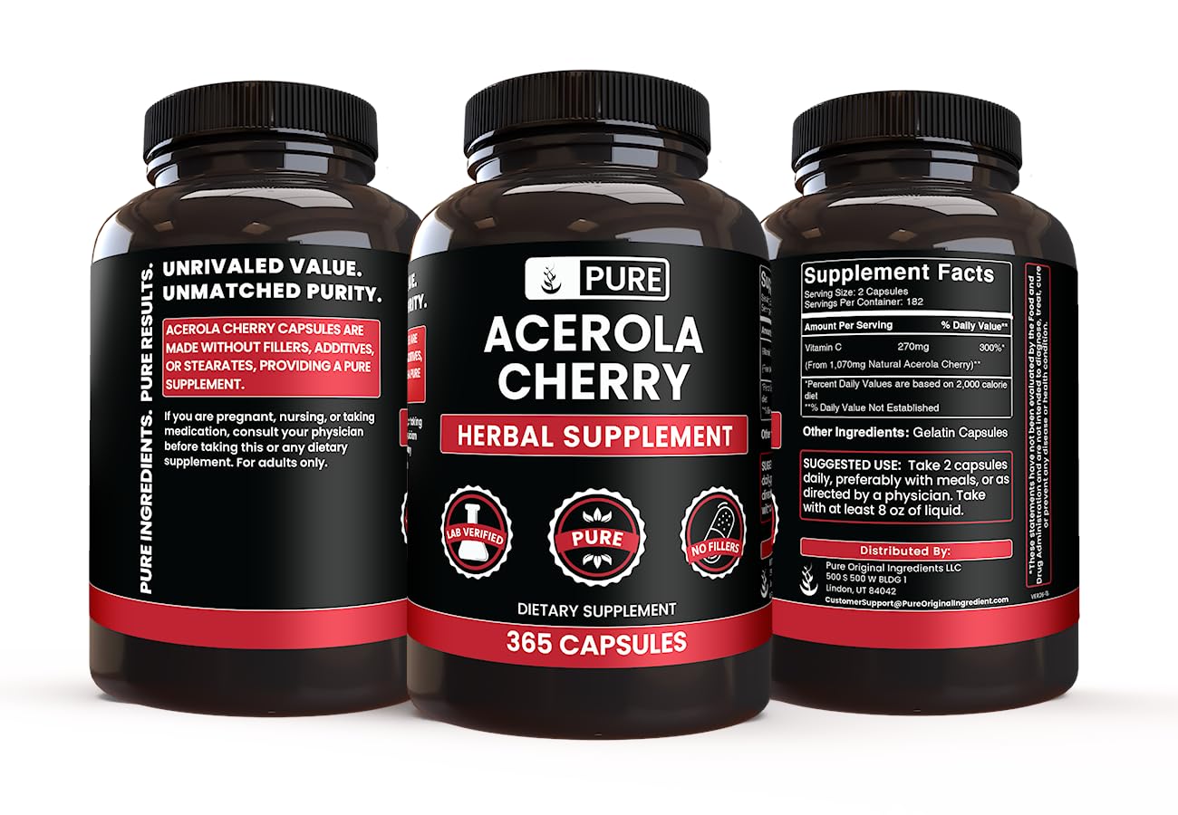 PURE ORIGINAL INGREDIENTS Acerola Cherry Capsules 365