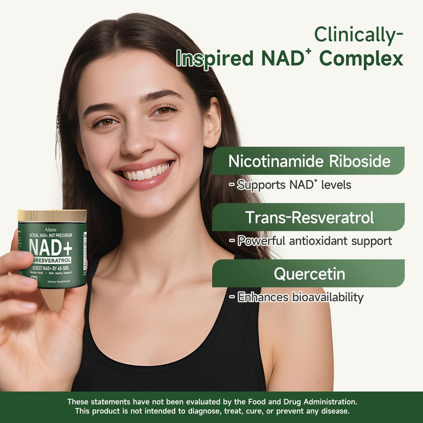 Ahete NAD Resveratrol Supplement 90 Capsules