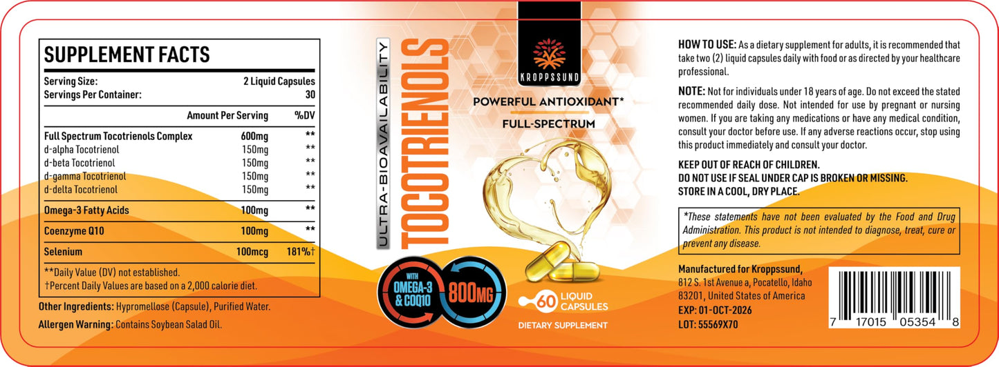 Kroppssund Tocotrienols 800mg Softgel 60 Count