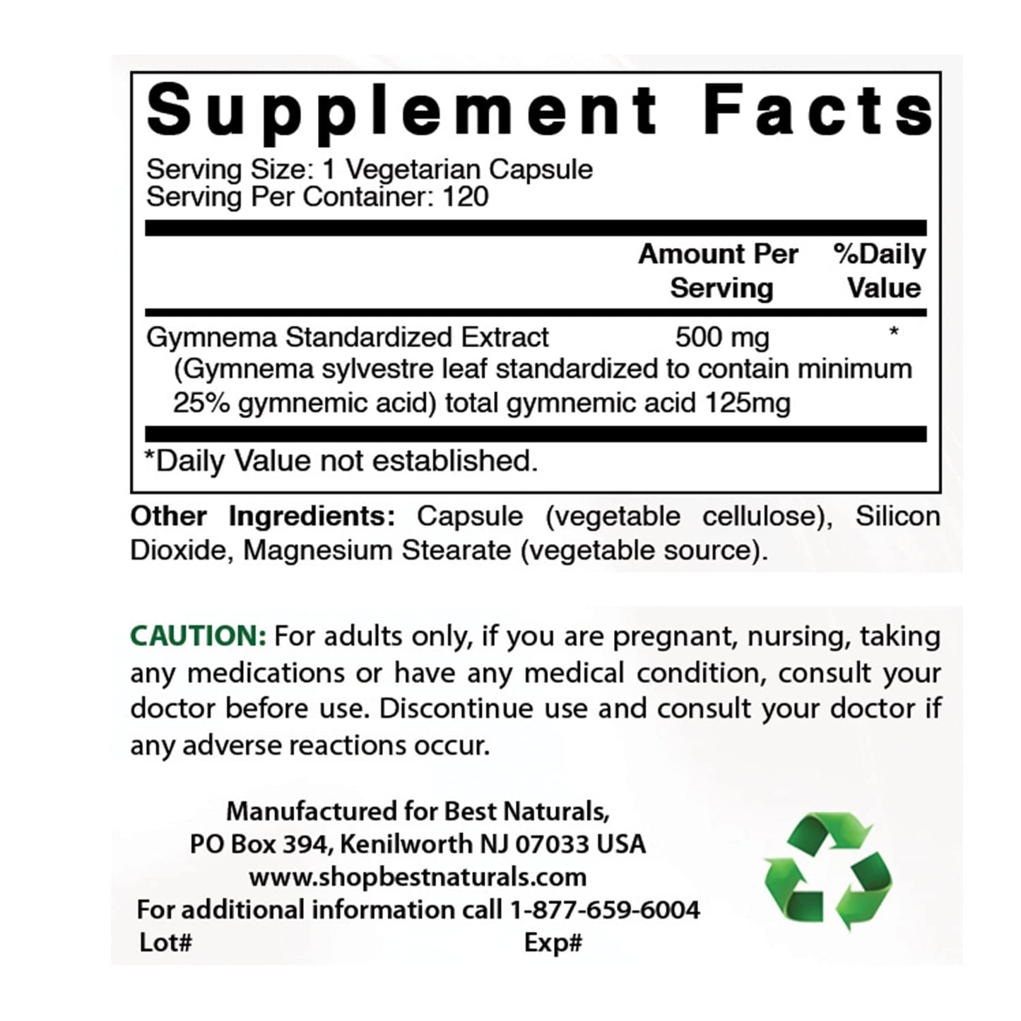 Best Naturals Bitter Melon 500 mg & Gymnema Sylvestre Extract 500 mg Capsules, 1 Count
