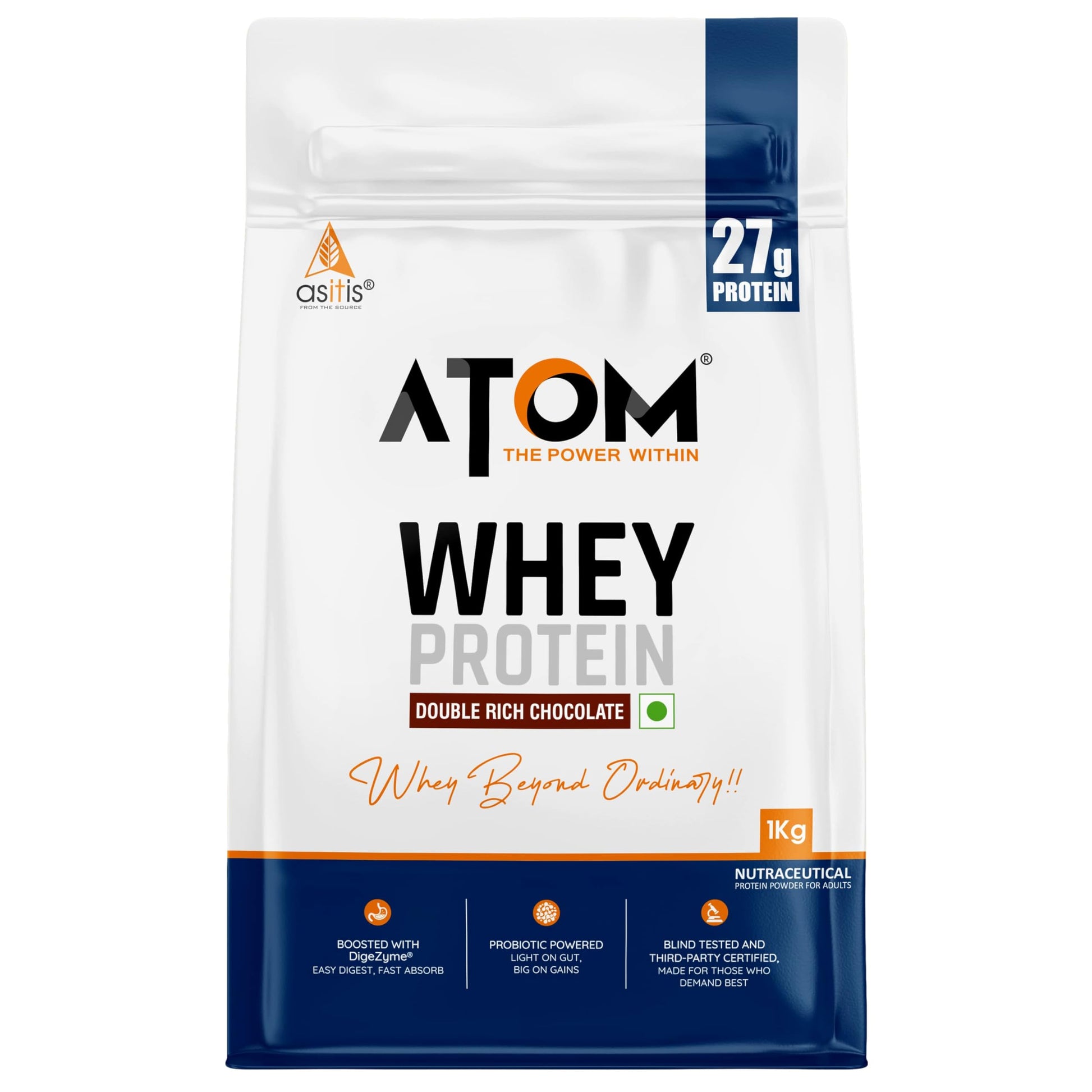 Asitis Nutrition AS-IT-is Atom Whey Protein with Digestive Enzymes Whey Protein Powder, 35 Servings