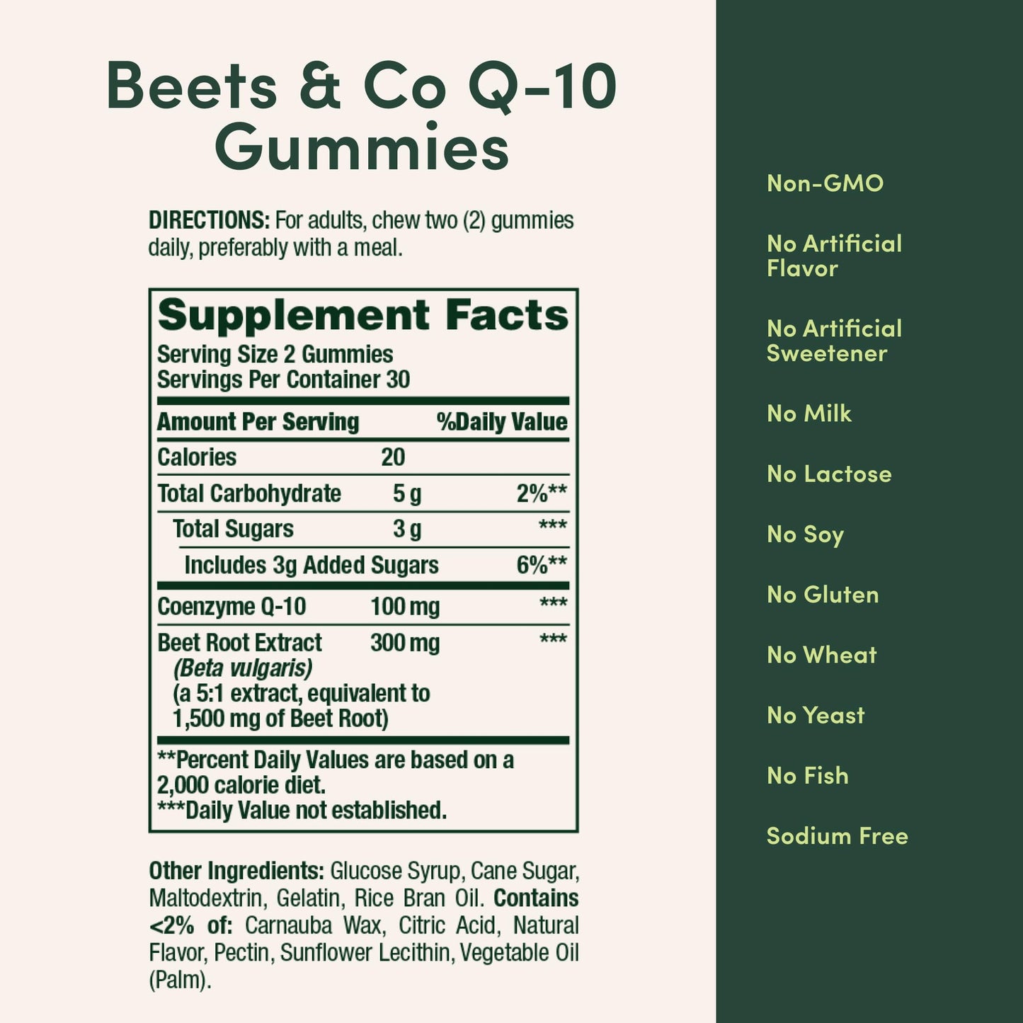 Nature's Bounty Beets & Co Q-10 for Heart Health Raspberry Flavor Gummy 60 Count
