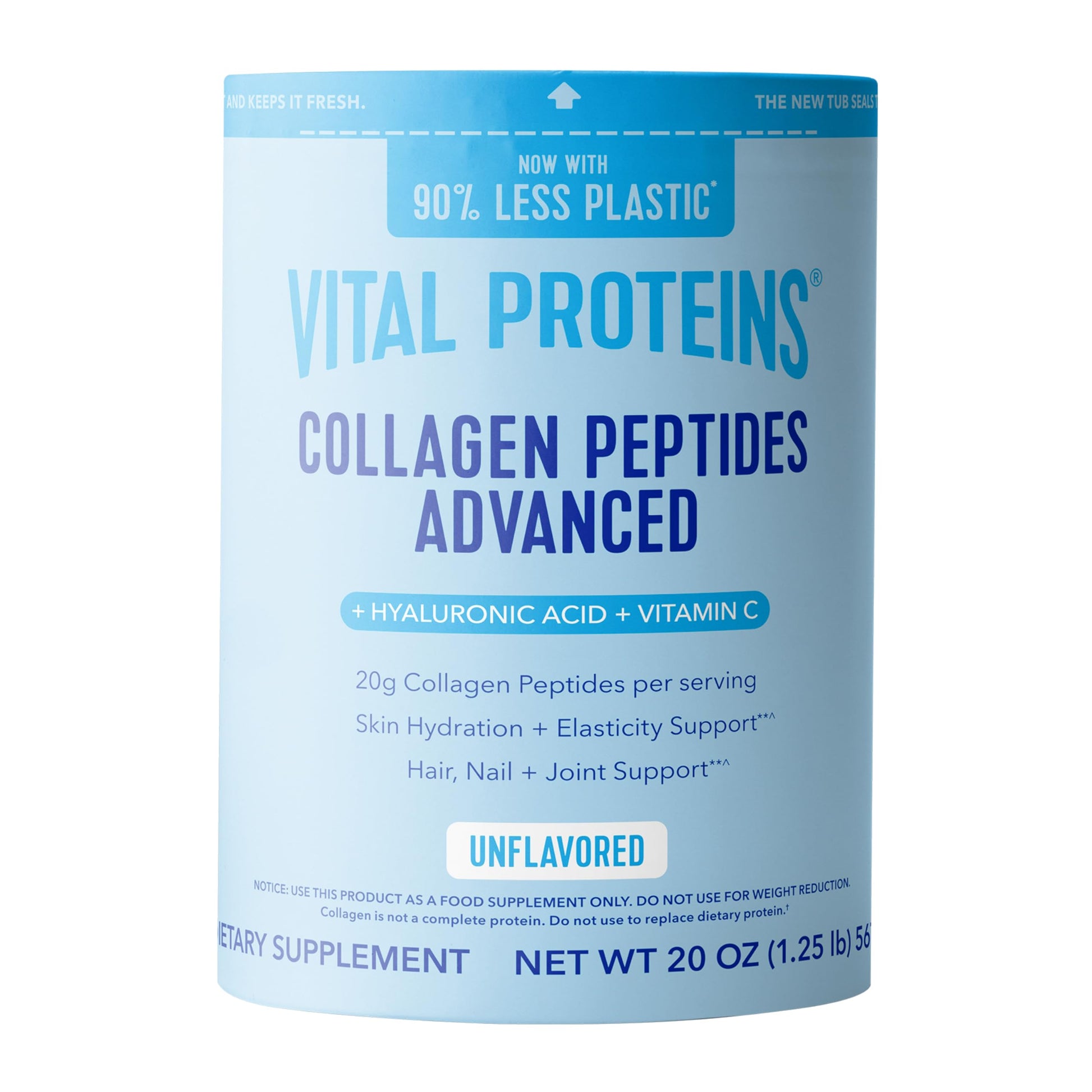 Vital Proteins Collagen Peptides Powder Advanced with Hyaluronic Acid & Vitamin C, 20 oz