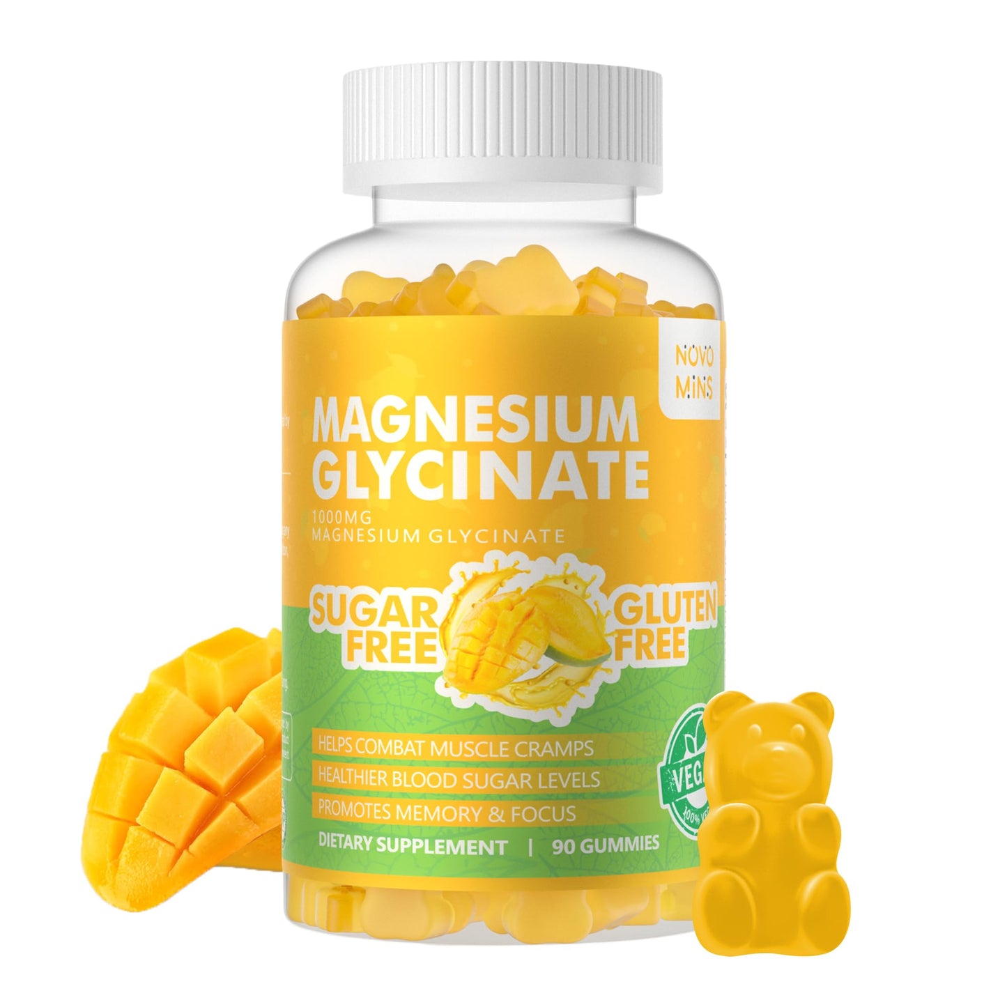 Novomins Magnesium Glycinate 1000mg Gummy, 90 Count