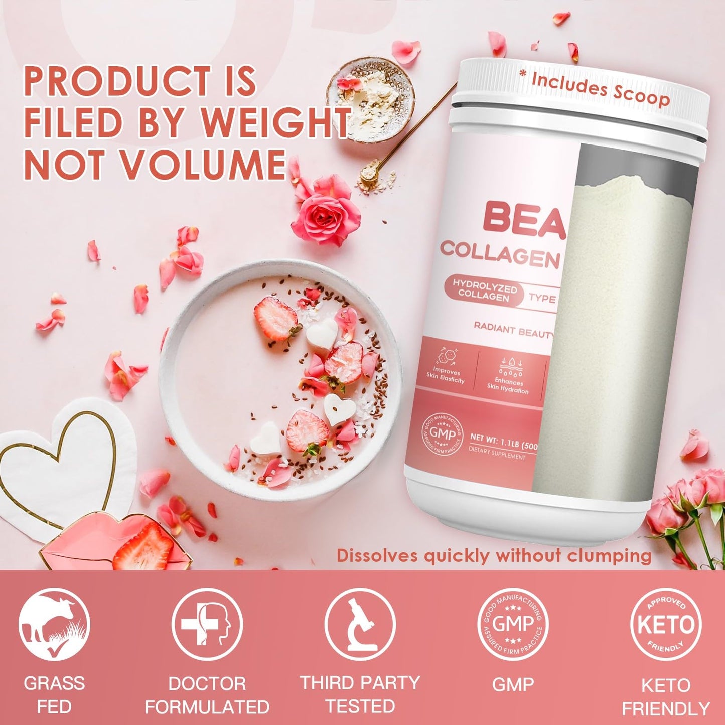 NATURE TARGET Beauty Collagen Peptides Powder for Women, 17.63