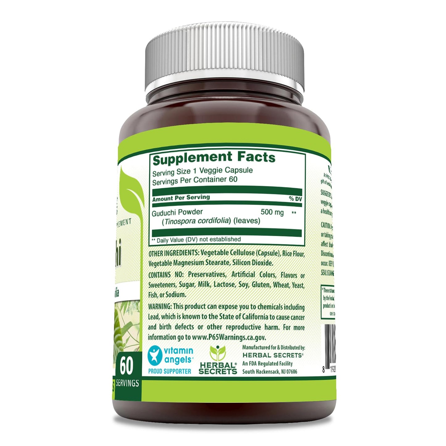 Herbal Secrets Guduchi (Tinospora Cordifolia) Supplement Veggie Capsules, 60 Count