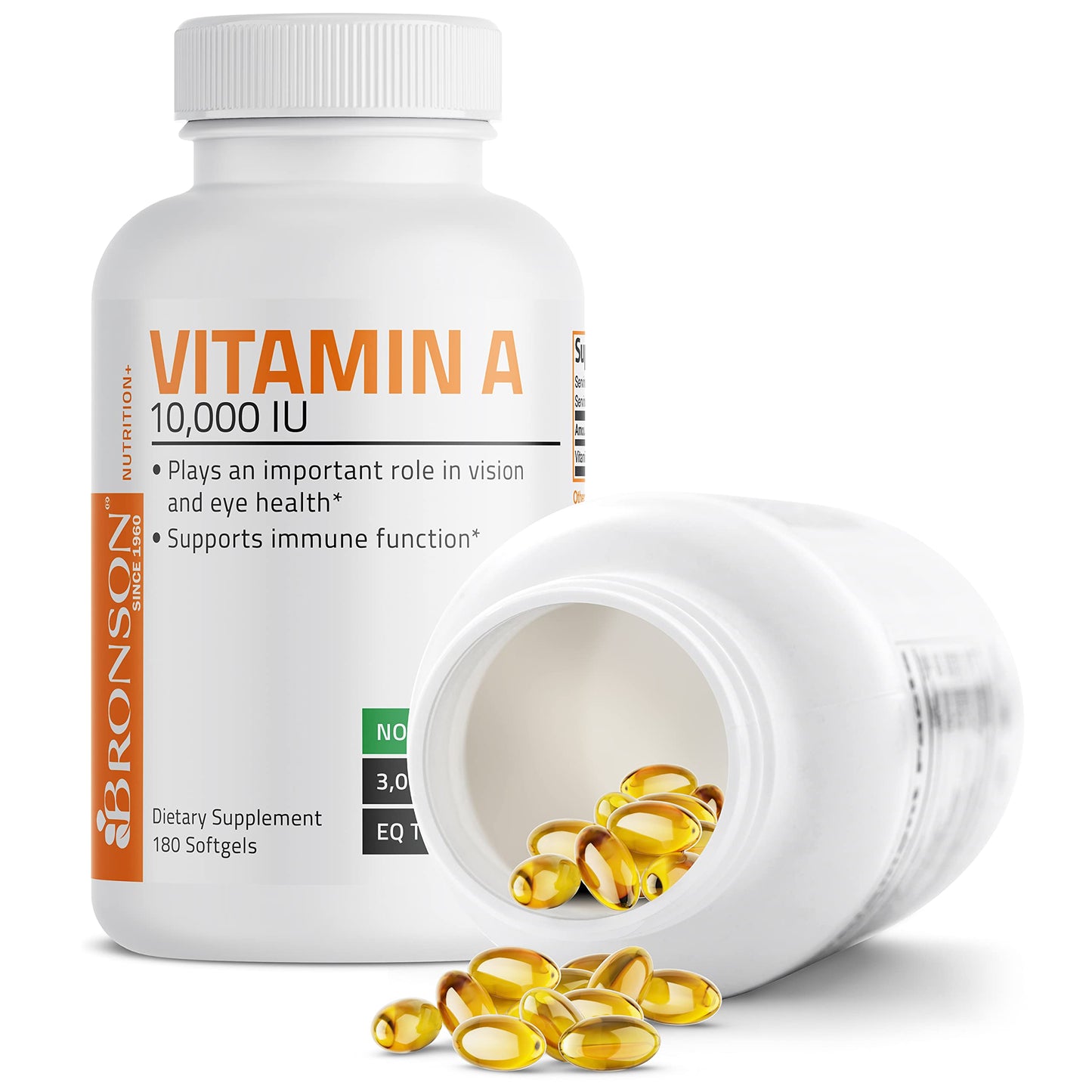 Bronson Vitamin A 10,000 IU Softgels, 180 Count