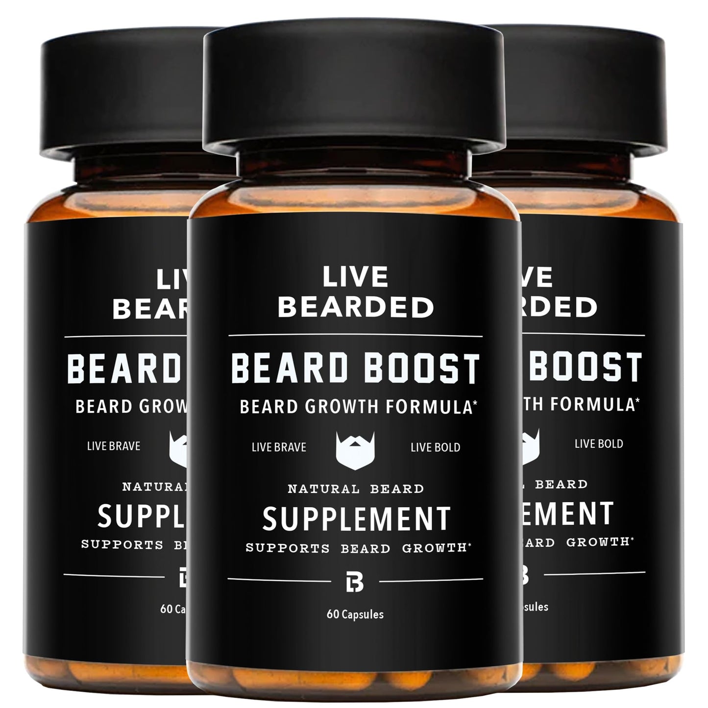 Live Bearded Beard Boost Beard Growth Vitamins for Men, Capsules, 180 Count