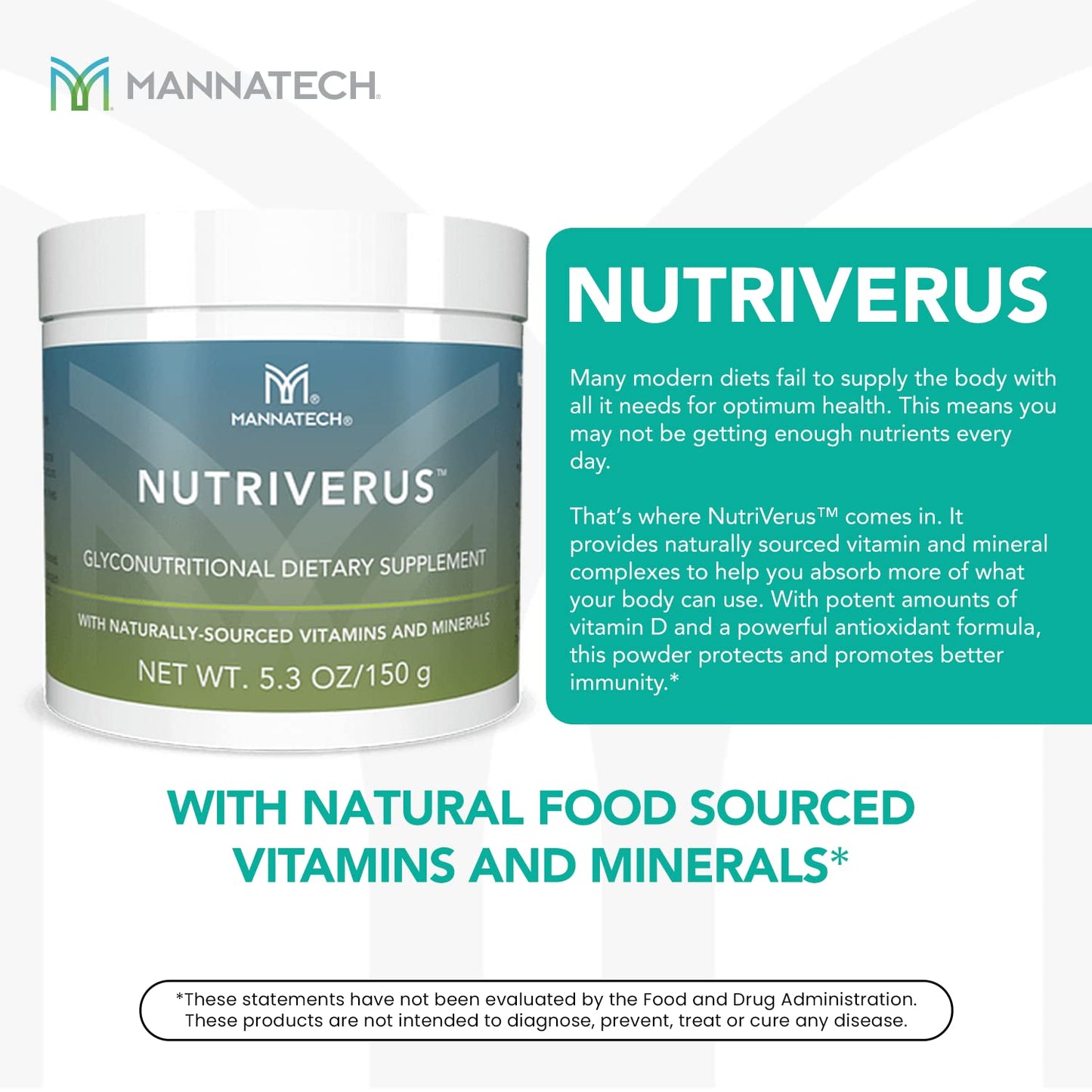 Mannatech NutriVerus Glyconutritional Supplement Powder 5.3 Ounce
